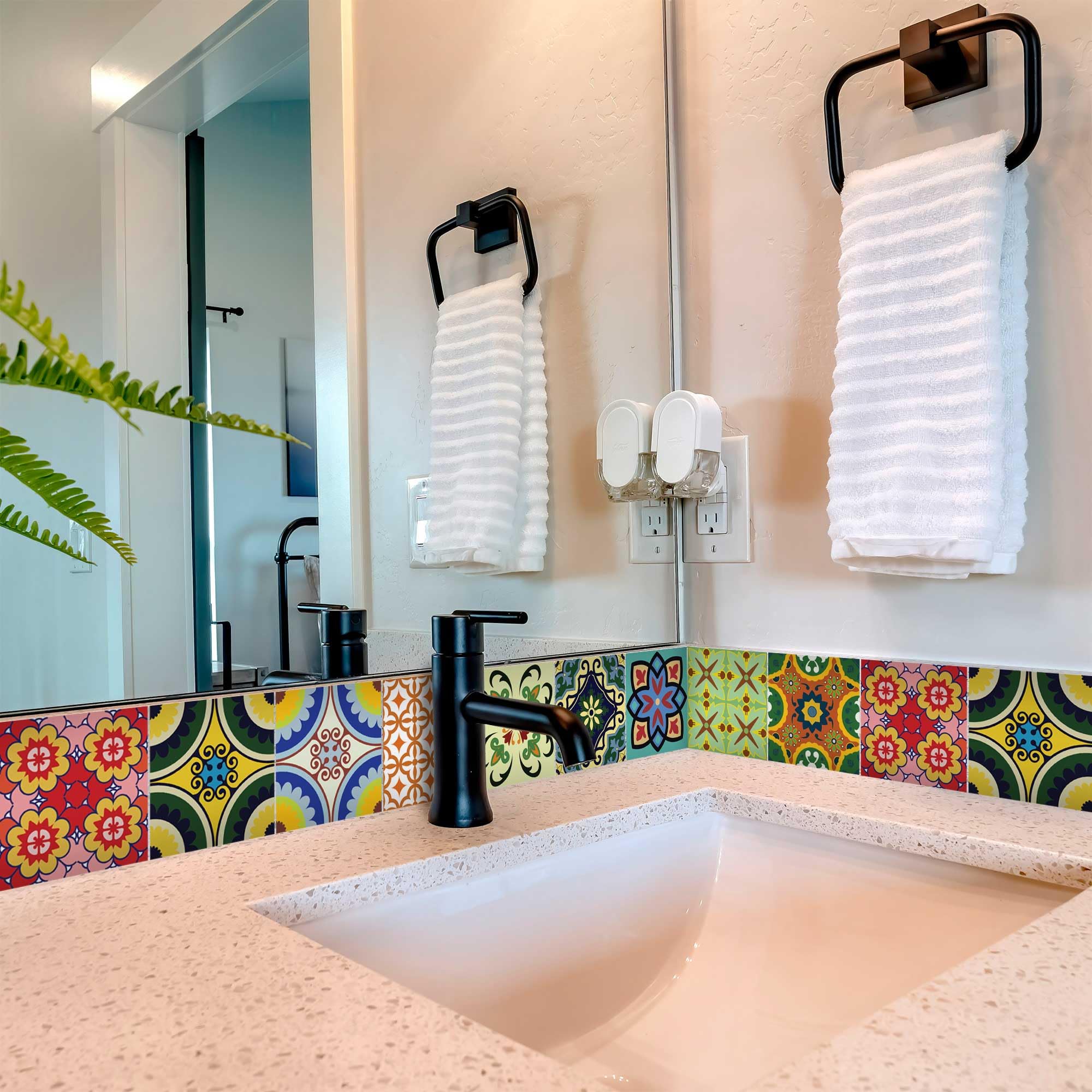Backsplash Tile Stickers 24 Pc Set Traditional Talavera Tiles Stickers Bathroom & Kitchen Tile Decals Easy To Apply Just Peel An