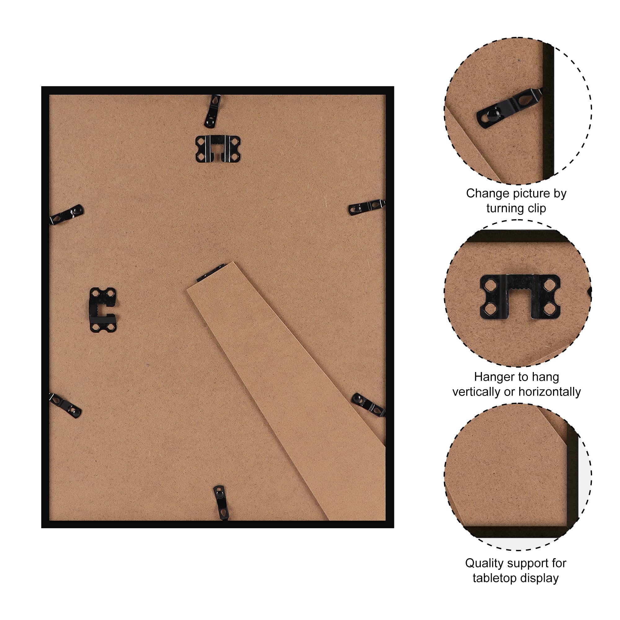 Giftgarden 11x14 Picture Frame Walnut Brown, 11 by 14 Thin Photo Frame for Wall Tabletop Display, Single