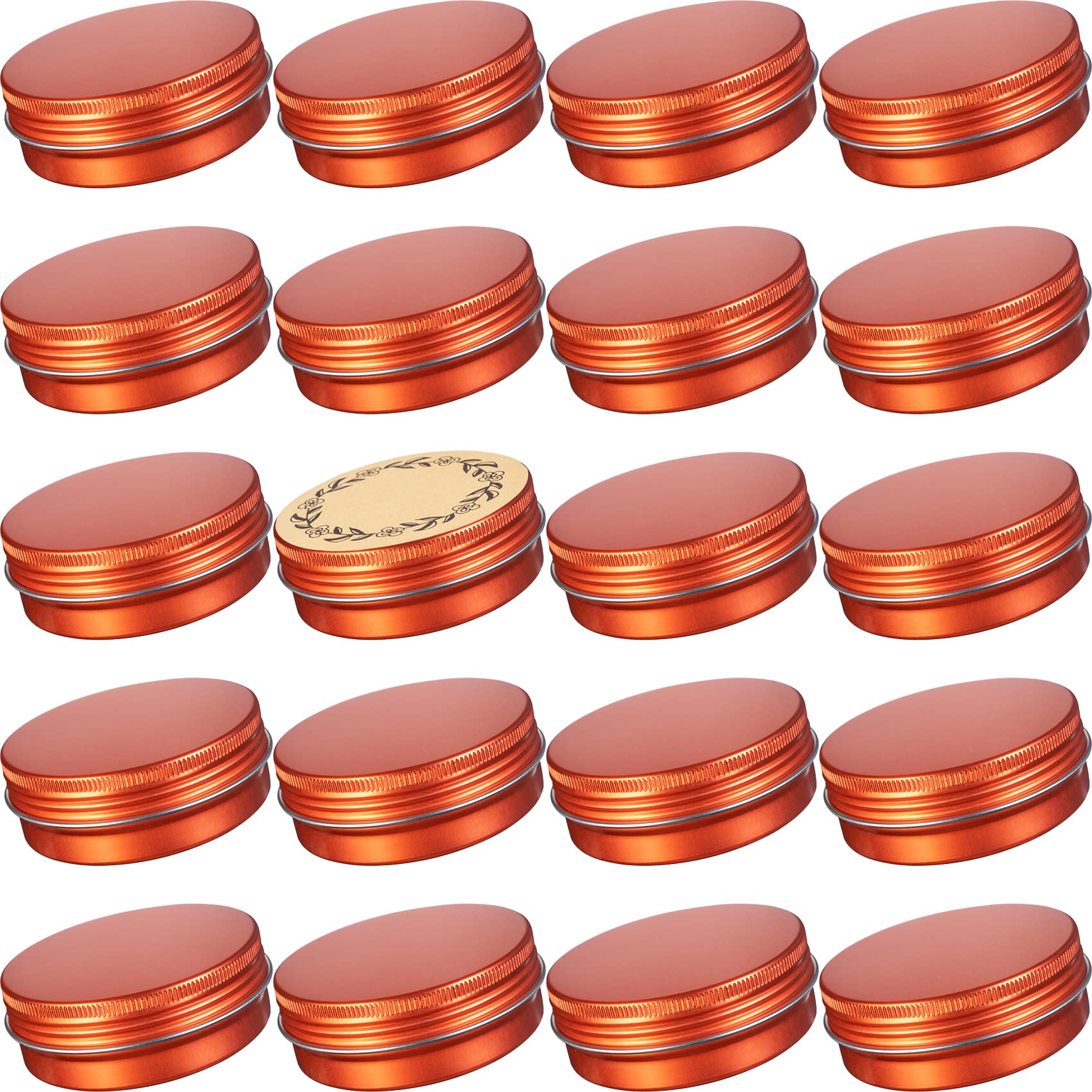 2 Oz / 60Ml Screw Top Aluminum Tin Jar With Screw Lid And Blank Labels - Pack Of 23 (Orange)