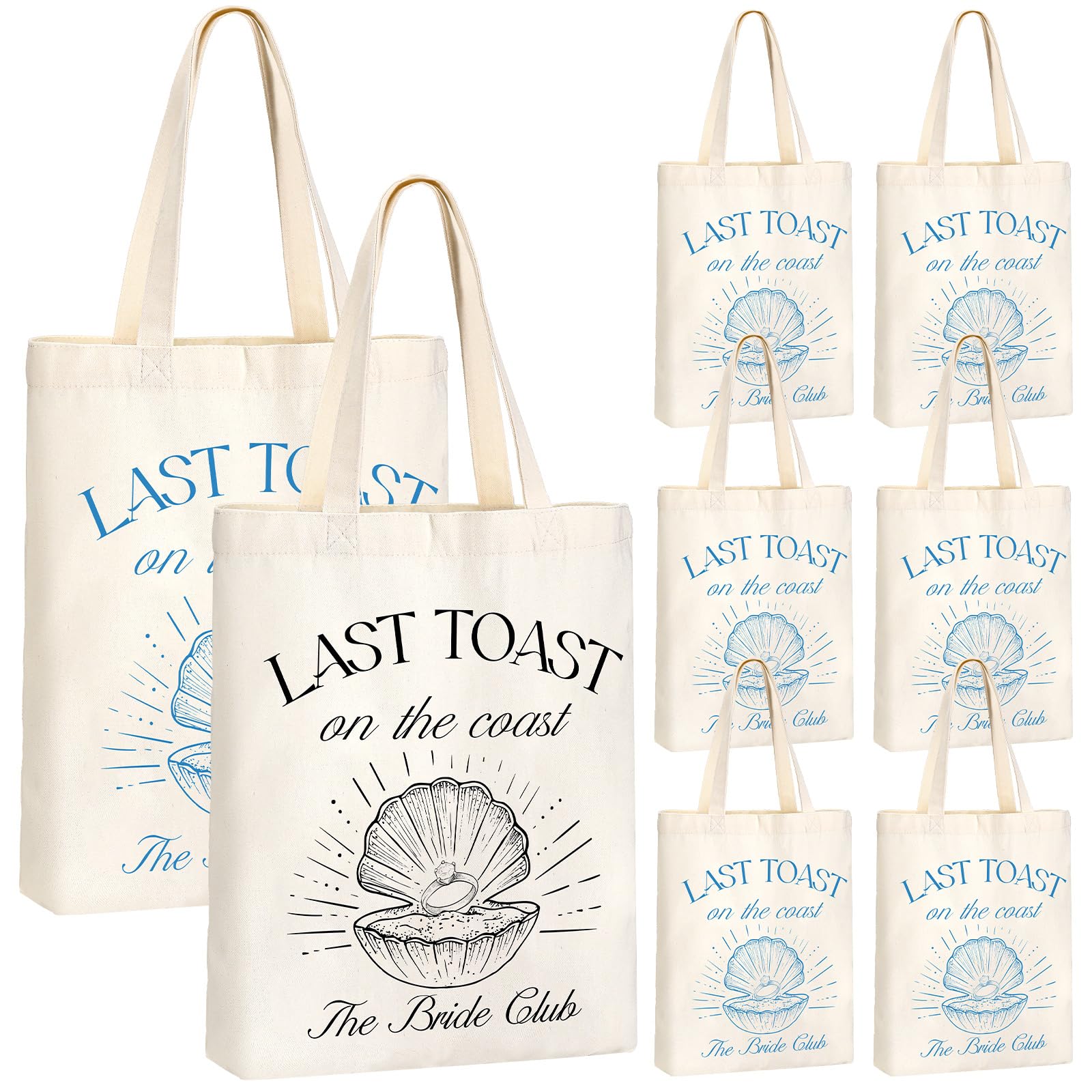 Aliceset 8 Pieces Bridesmaid Tote Bags Reusable Canvas for Bachelorette Bridesmaid Gift Bags Bridal Shower Tote(Black,Blue,Last 