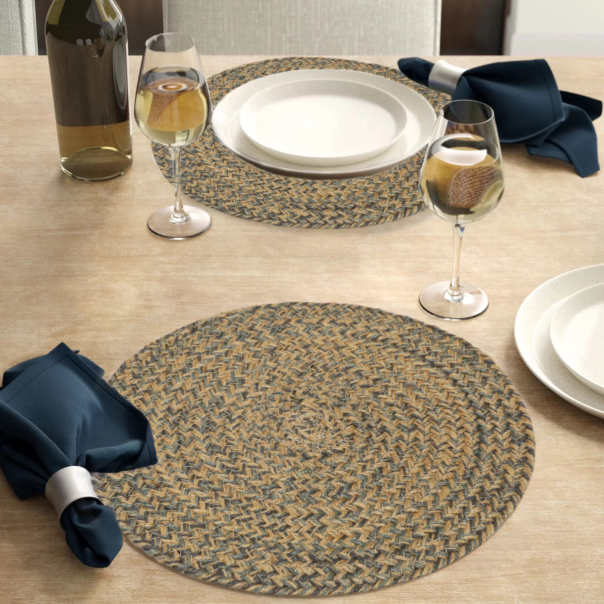 The Home Talk Jute Braided Placemats for Side Table, BedSide, Center, Dining | Home Decorators Farm Mats | Sand, 33Cm Round  S