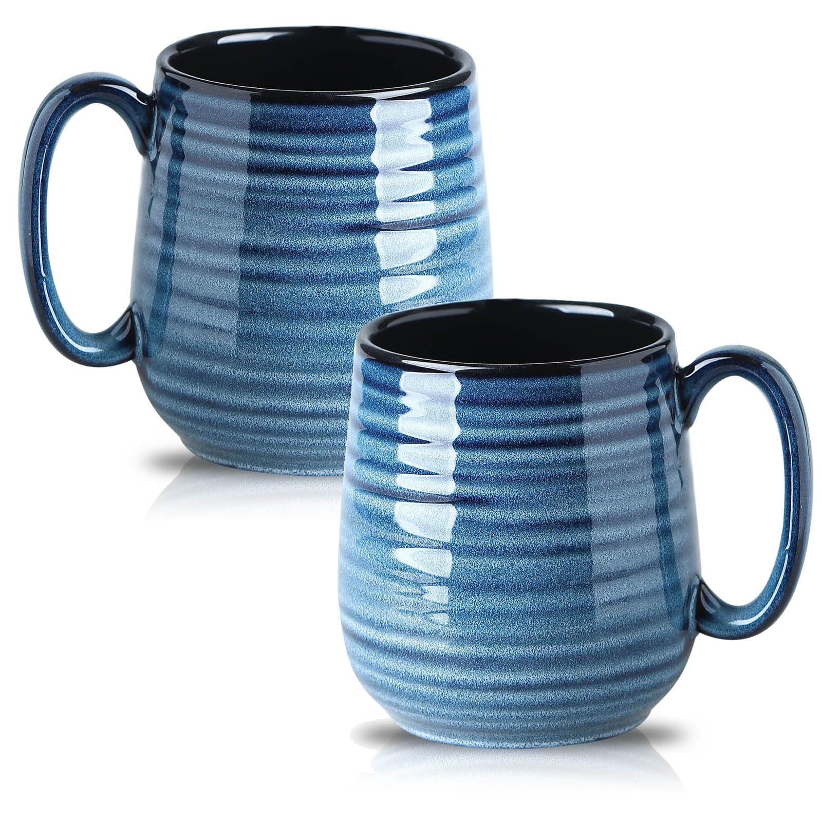 Hasense Large Coffee Mugs Set of 2, Porcealin 20 oz Coffee Cups for Office and Home, Modern Coffee Mug with Big Handle for Latte