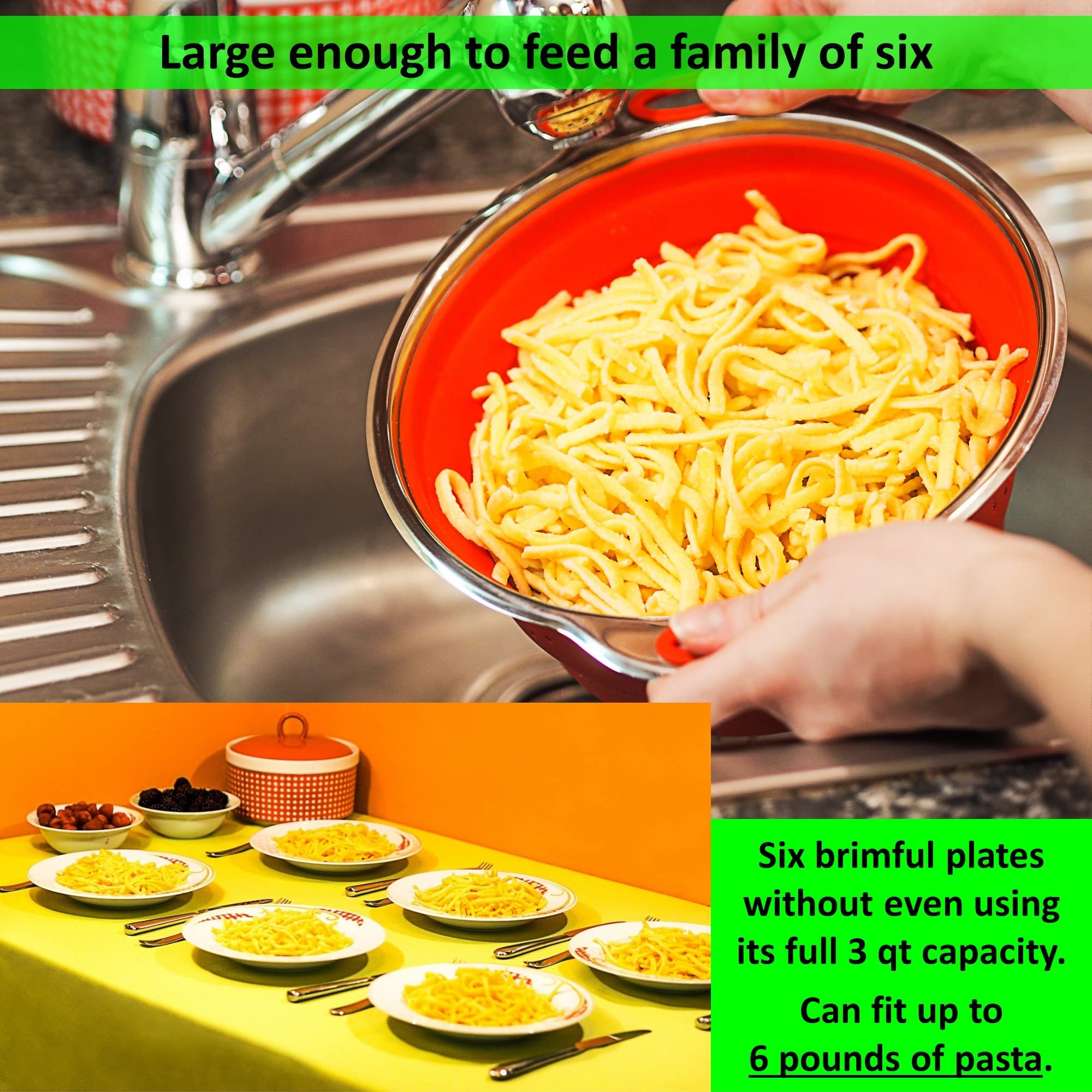Collapsible Colander And Funnel - Stainless Steel Meets Red Silicone. Rv Accessories For Inside, Camper Organization And Storage
