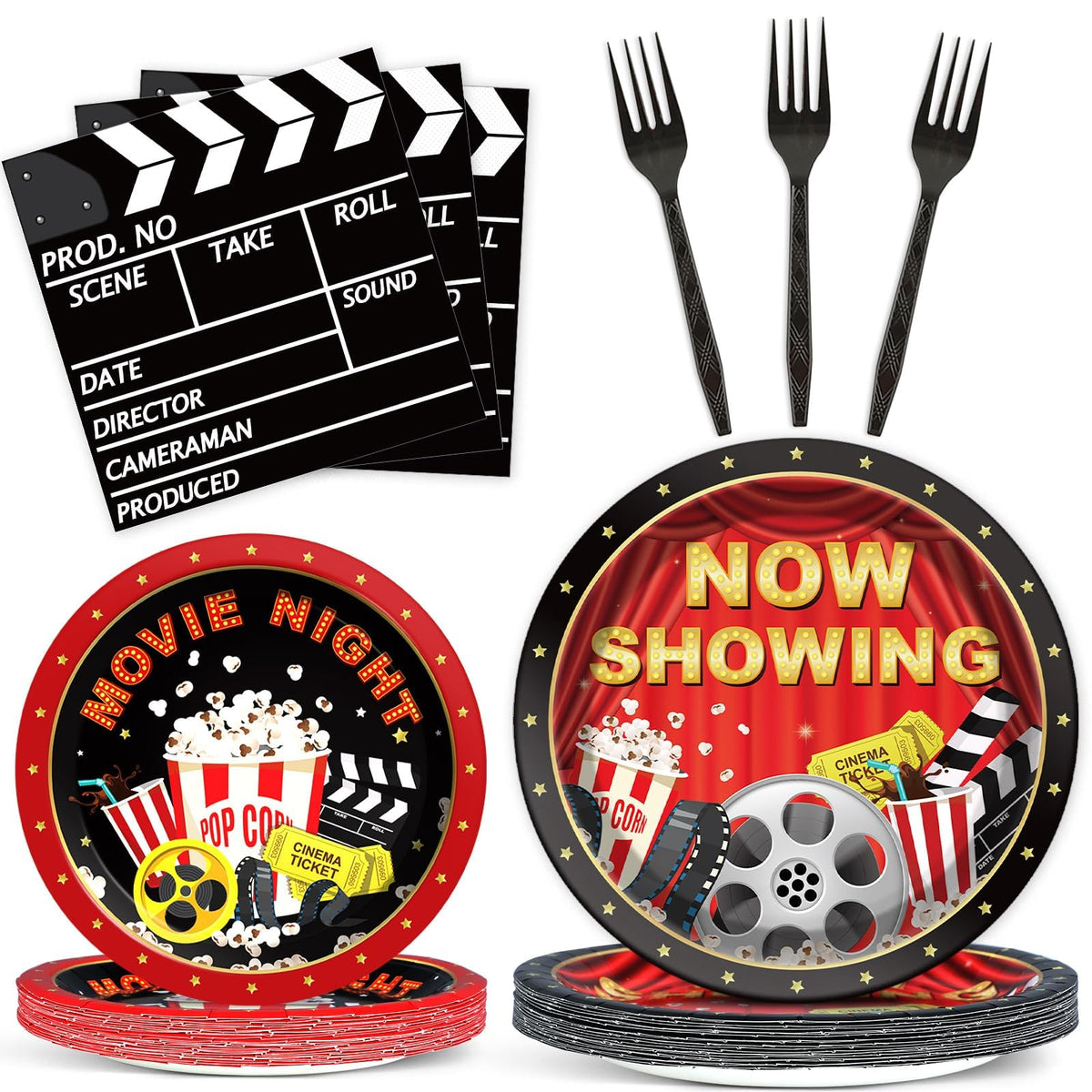Movie Night Party Plates Movie Themed Party Tableware Now Showing Movie Theater Themed Decorations Dinnerware For Movie Night Re
