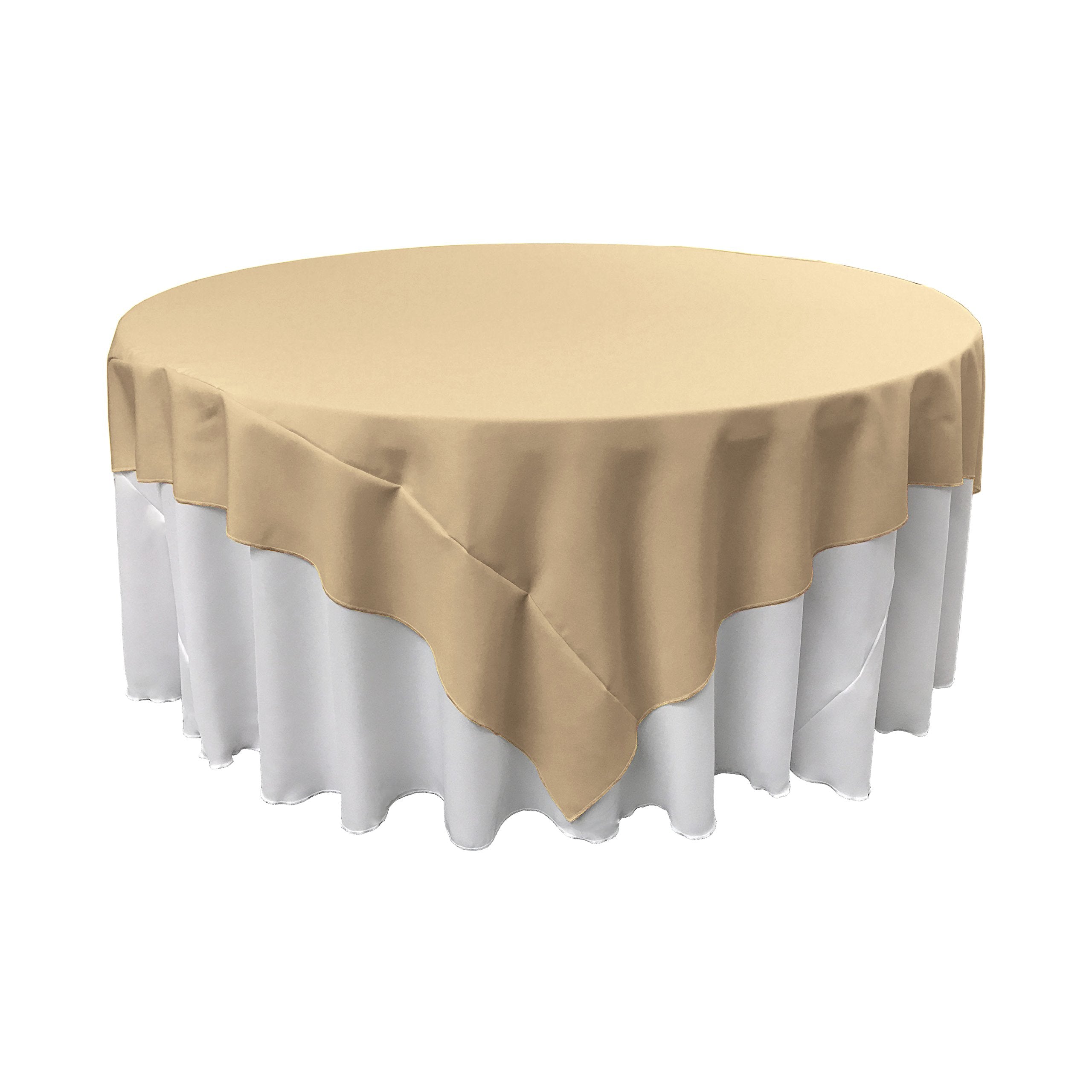 La Linen Polyester Poplin Washable Square Tablecloth, Stain And Wrinkle Resistant Table Cover 90X90, Fabric Table Cloth For Dinn