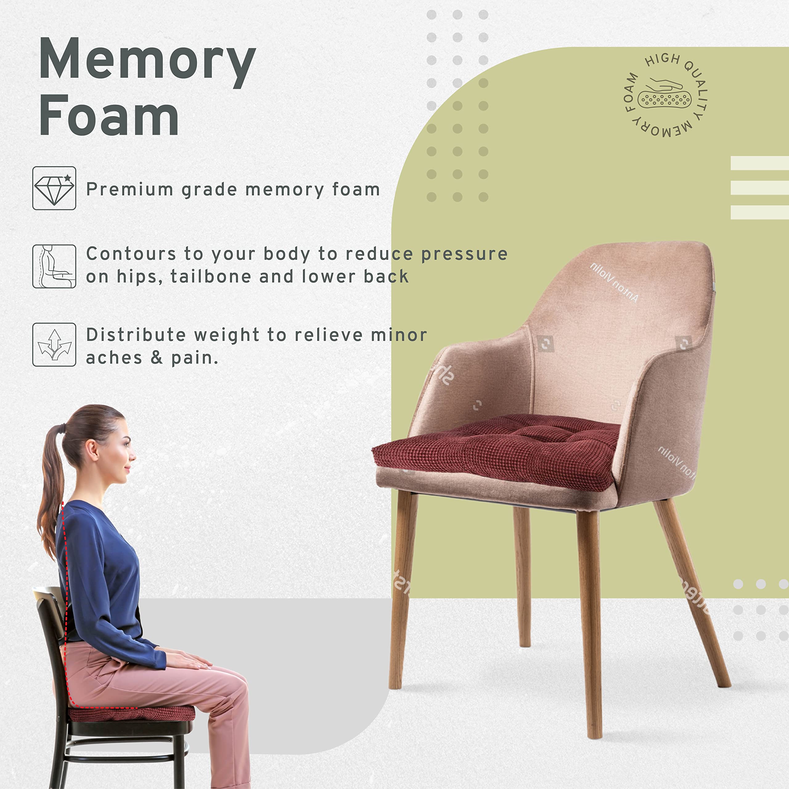 Arlee Non-Skid Chair Pads, 2 Count (Pack Of 1), Burgundy Red