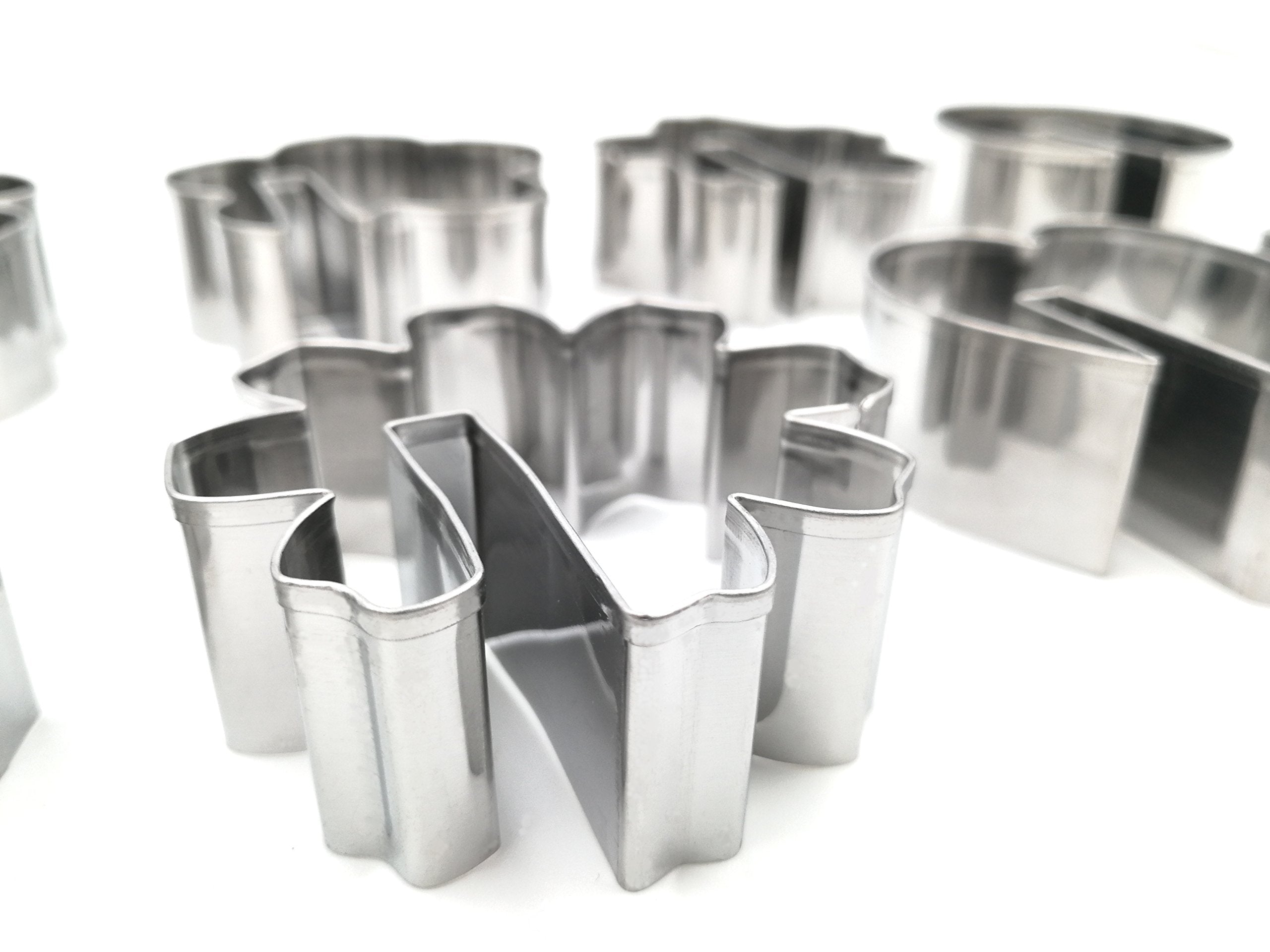 Jokumo Bite Sized Over The Edge Mug Rim Cookie Cutters Set - 8 Pc High Grade 430 Stainless Steel -Hexagram, Circle, Heart And 5