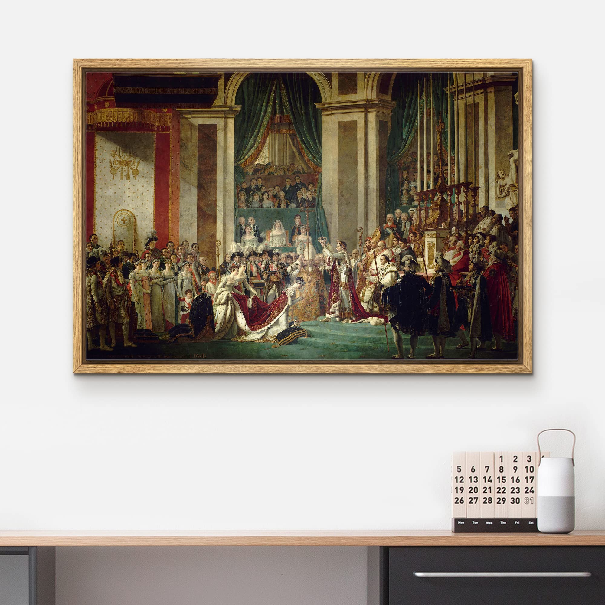 Wall26 - Framed Canvas Wll Art - The Coronation Of Napoleon By Jacques-Louis David - Famous Painting Reproduction Giclee Printed