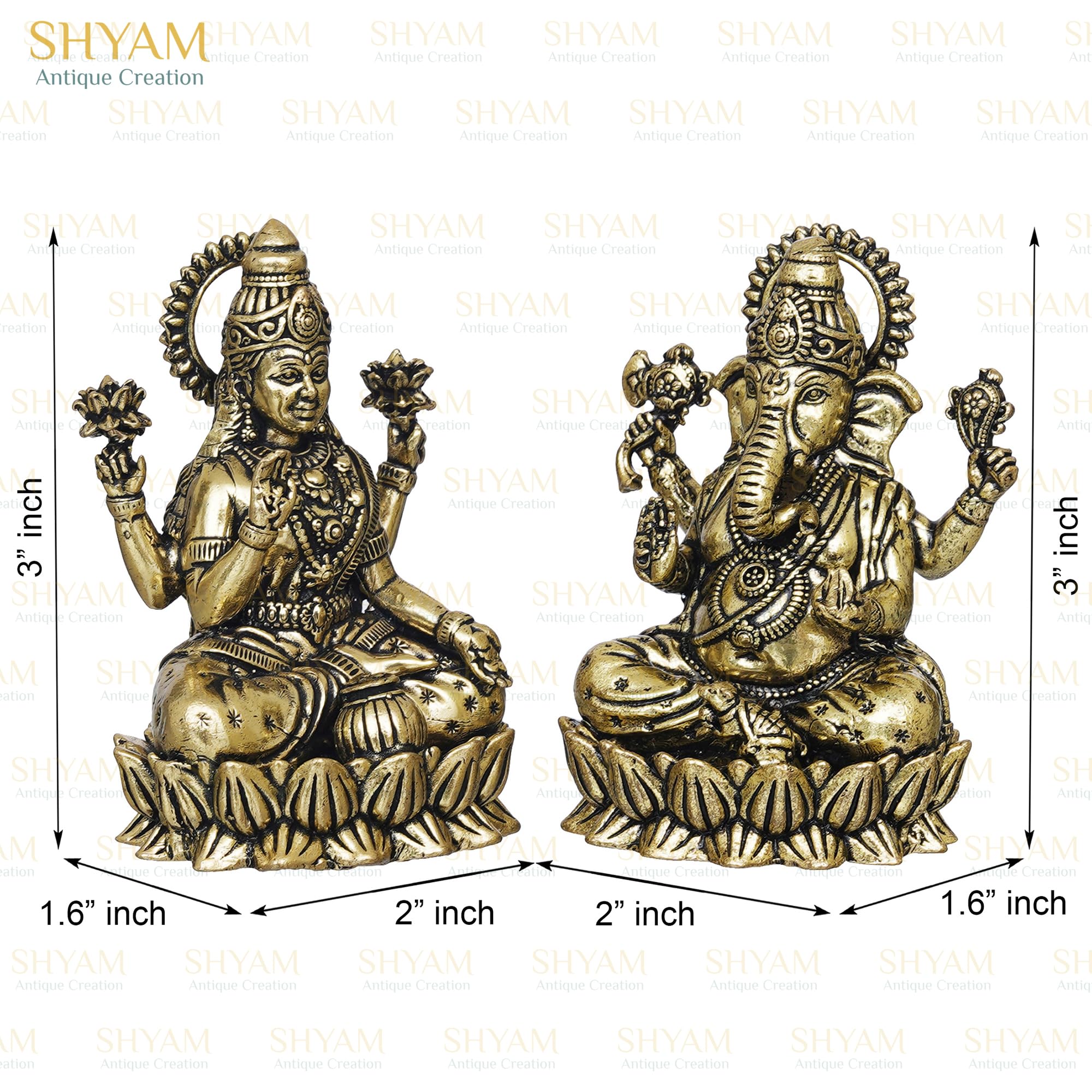 3 Lakshmi Ganesha Sitting On Lotus Murti Brass Maa Laxmi Ganesh Blessing Idol Mata Padma Vinayak Statue Devi Laxmi God Ganpati F