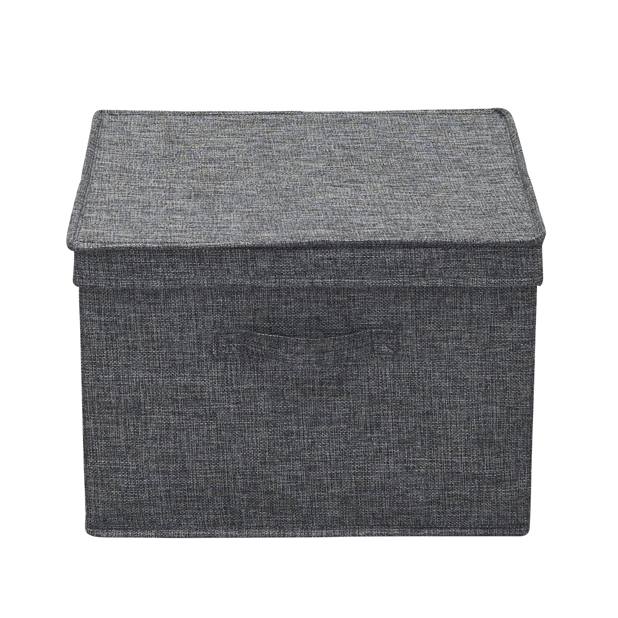 Household Essentials Square Fabric Storage Bins With Lids, Graphite, Set Of 2