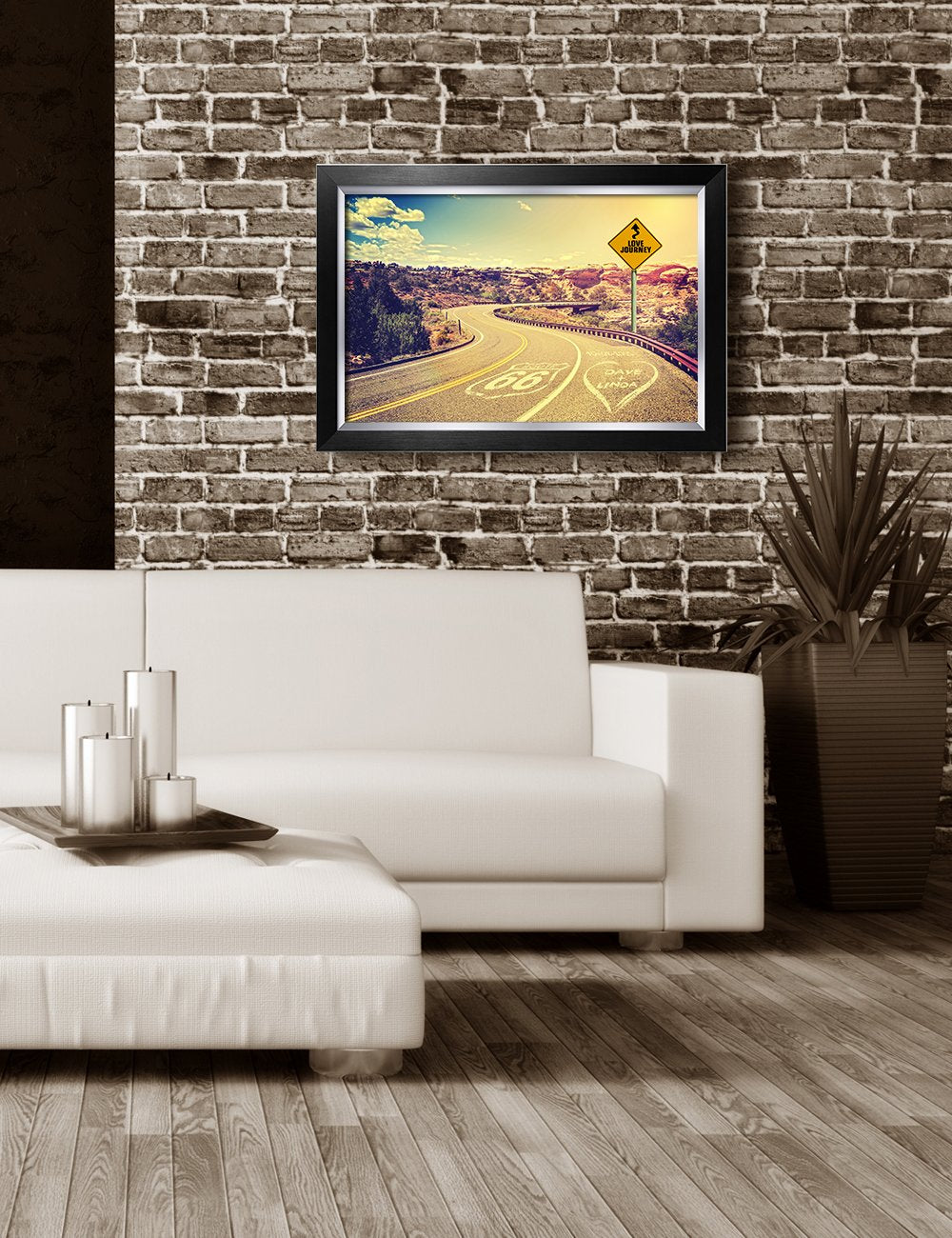 Ipic - Love Journey Personalized Framed Artwork For Romantic Anniversary And Wedding Gifts; Picture Size: 24X16, Framed Size: 27