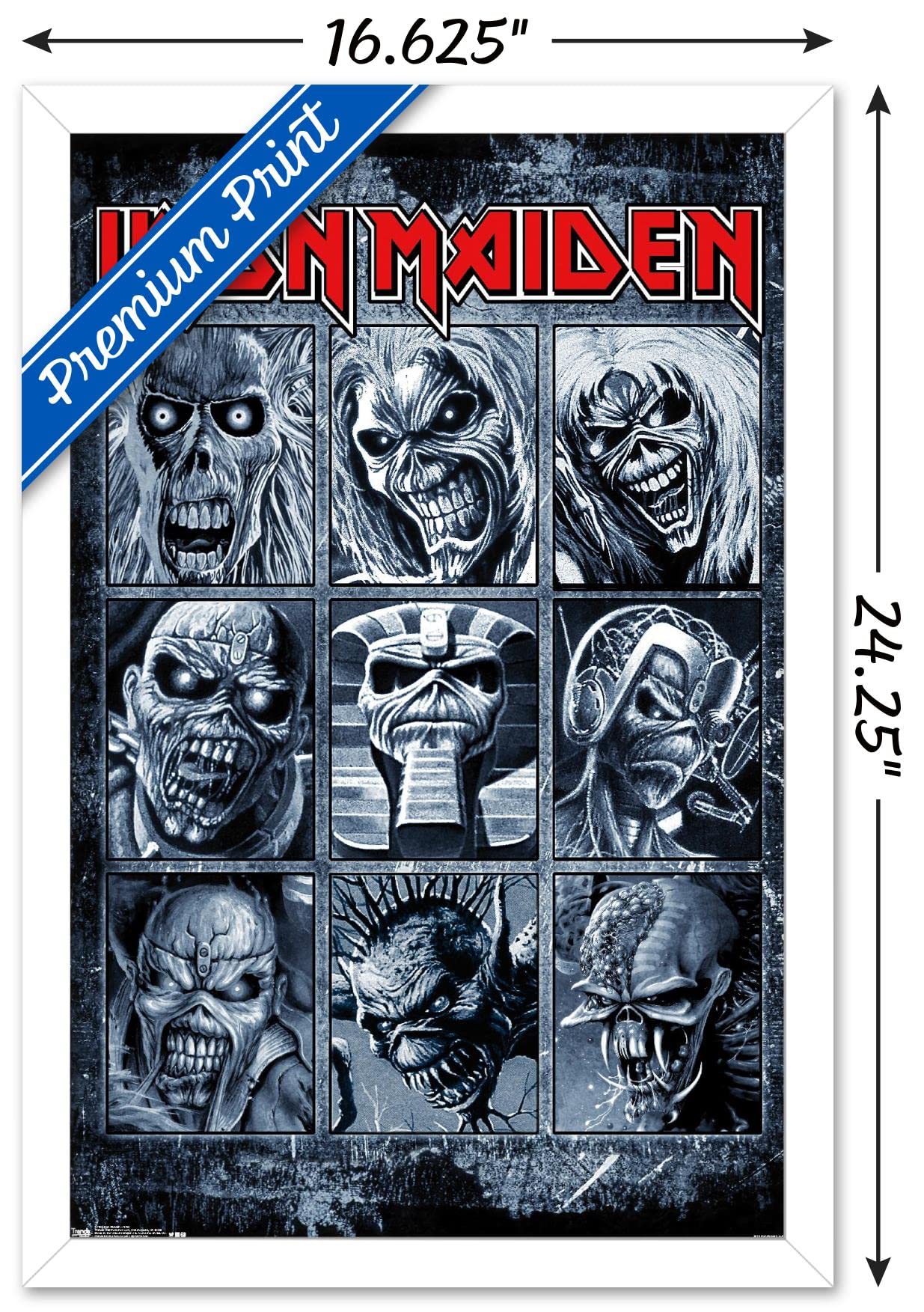 Trends International Iron Maiden - Grid Wall Poster, 14.725'' X 22.375'', White Framed Version