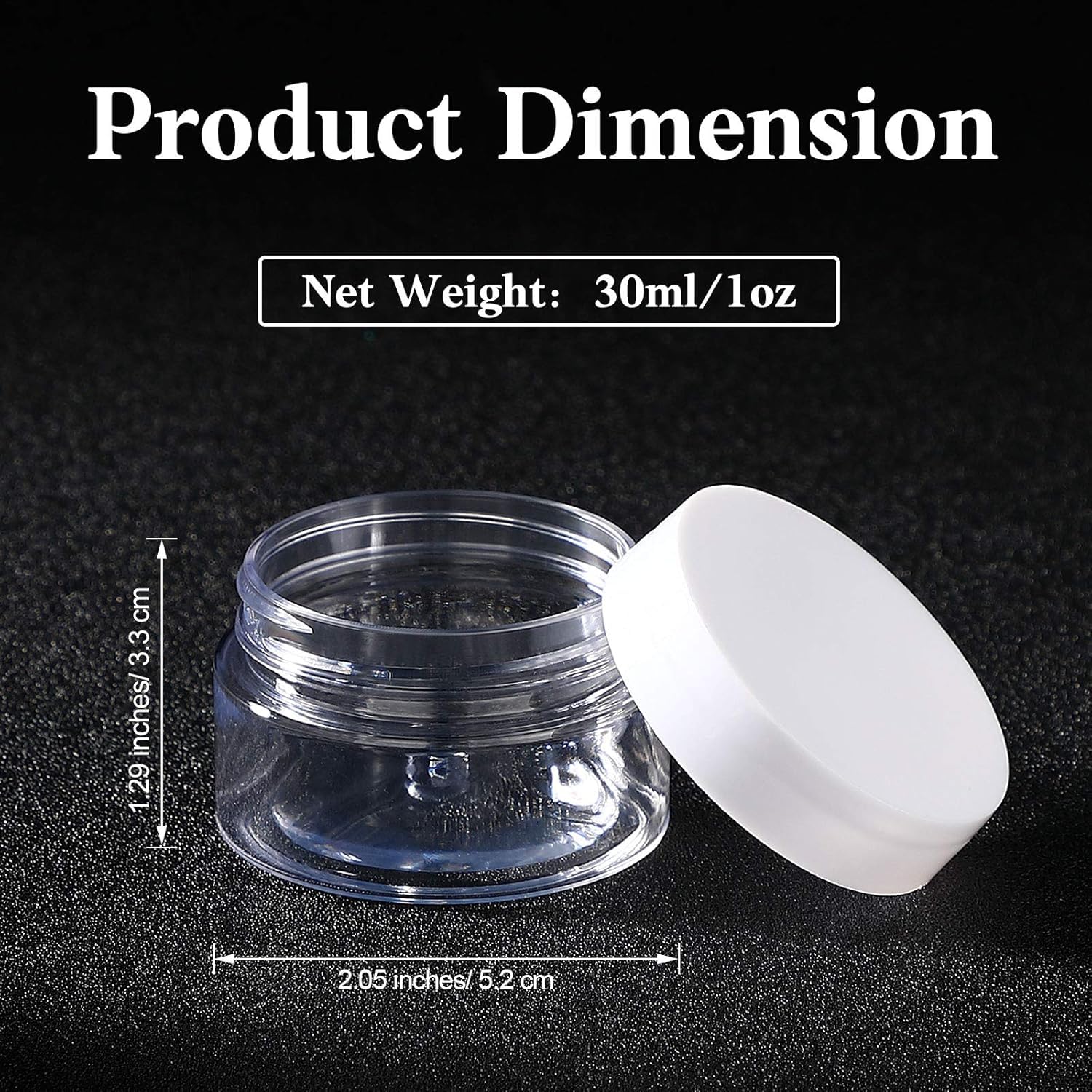 6 Pack 1 oz Plastic Pot Jars Round Clear Leak Proof Plastic Cosmetic Container Jars with White Lids for Travel Storage Make Up  Eye Shadow  Nails  Powder  Paint  Jewelry (White-1 oz)