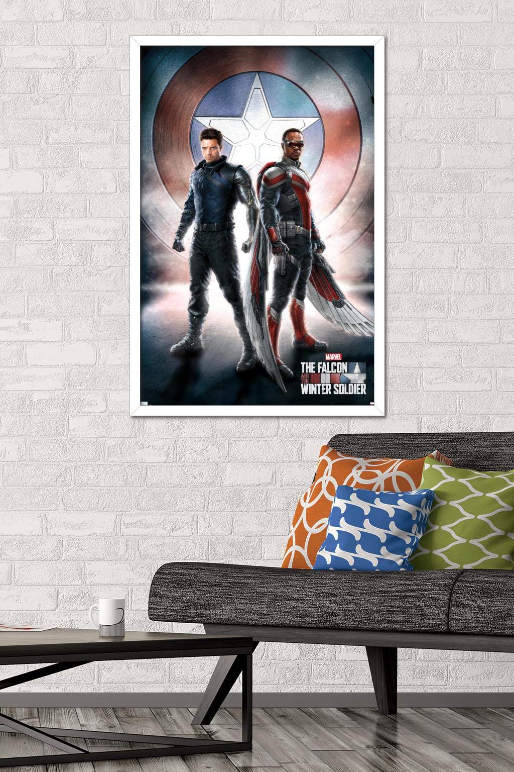 Trends International Marvel Television - Falcon And Winter Soldier - One Sheet Wall Poster, 22.375'' X 34'', White Framed Versio