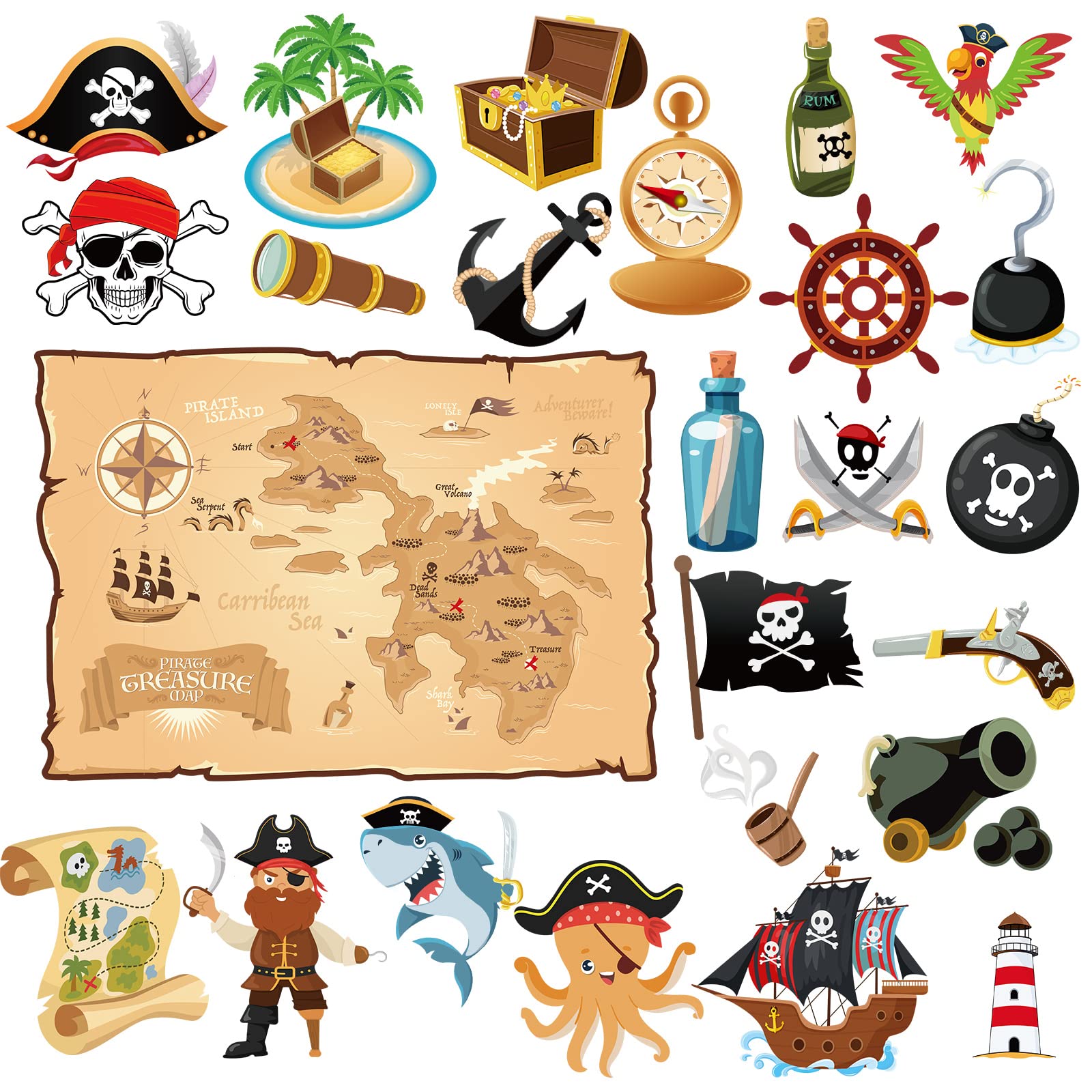 25 Pcs Pirate Cruise Door Magnets Halloween Funny Skull Car Magnets Ship Cruise Door Decorations Magnet Stickers Treasure Treat