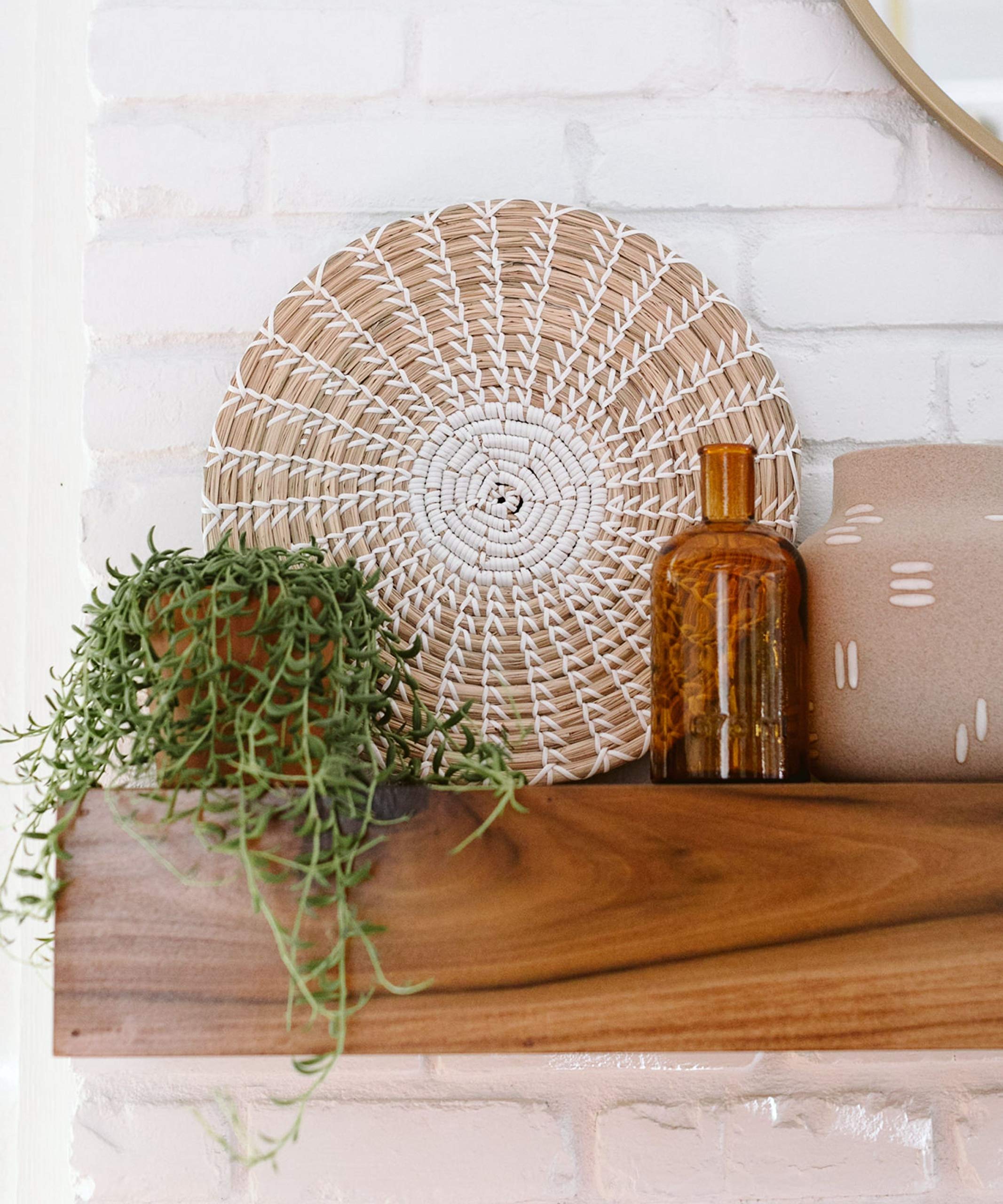 Handmade Hanging Wall Basket Decor - (Set Of 3) - Round Woven Basket Wall Decor - Natural Boho Home Decor - Decorative Seagrass