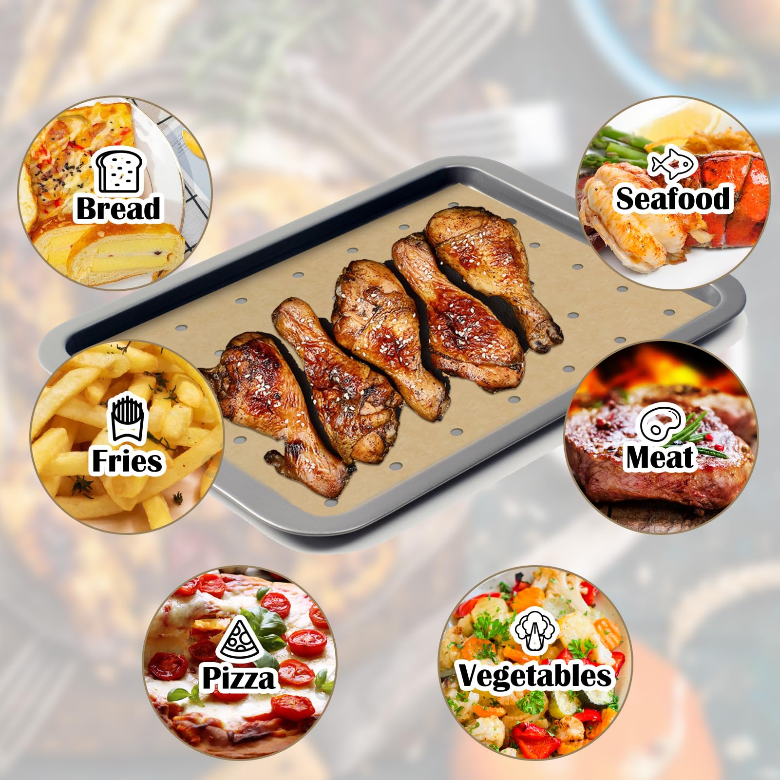 120 Sheets Air Fryer Oven Liners 11 X 12 Disposable Air Fryer Parchment Paper Liners Rectangle Non Stick Parchment Baking Paper