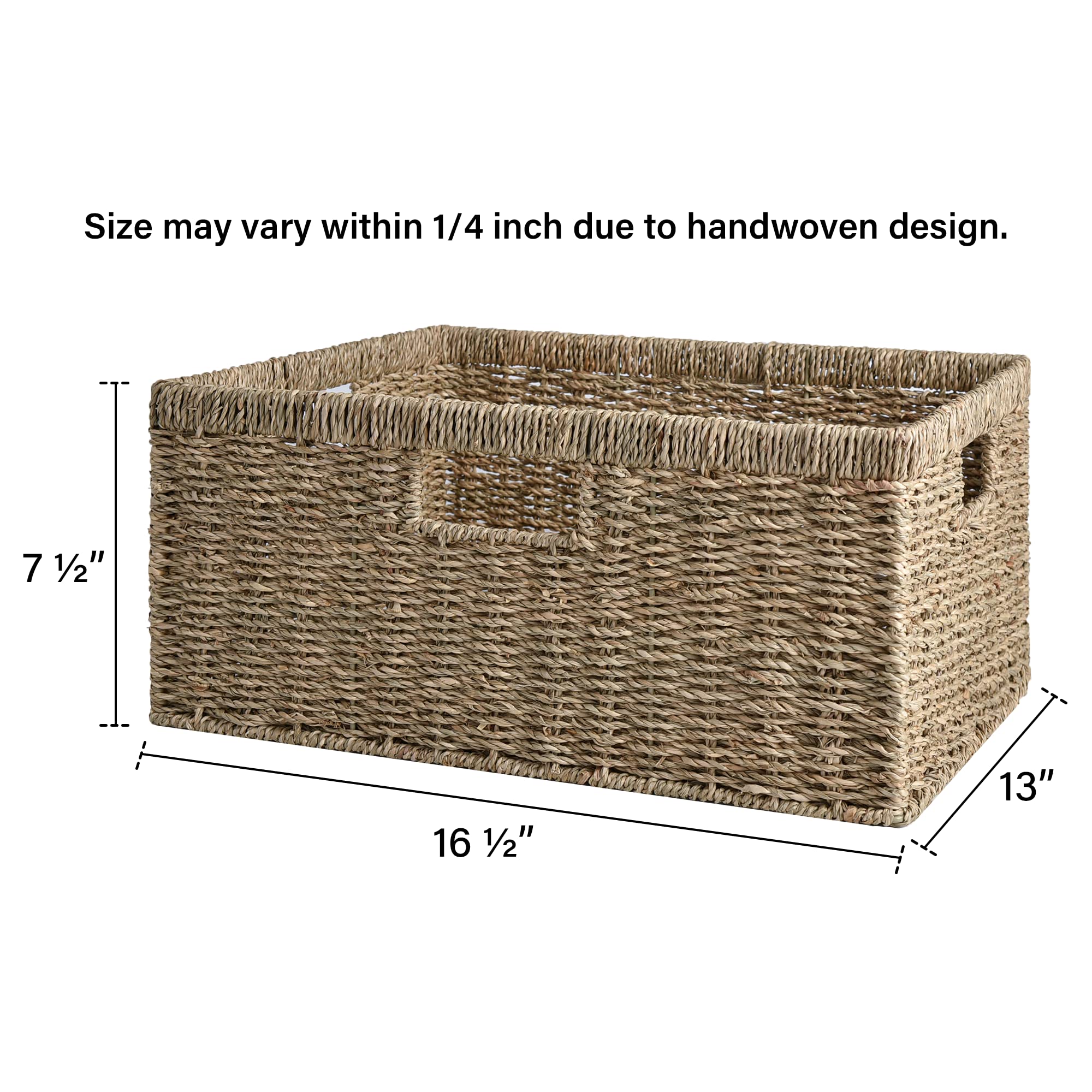 Storageworks Jumbo Wicker Basket For Orgainzing, Seagrass Storage Basket With Built-In Handles, Handwoven Wicker Basket For Blan