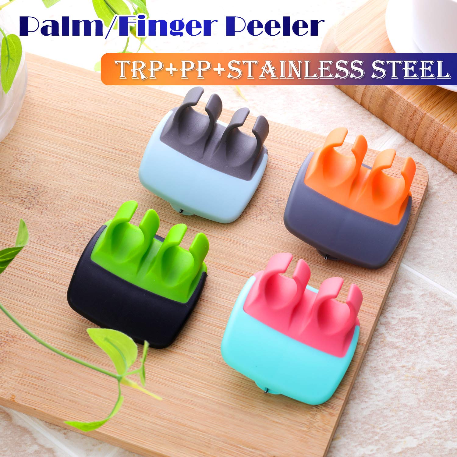 4 Pieces Finger Vegetable Peeler Palm Peeler Kitchen Fruit Potato Peeler With Comfortable Rubber Finger Grip For Pumpkin Carrot