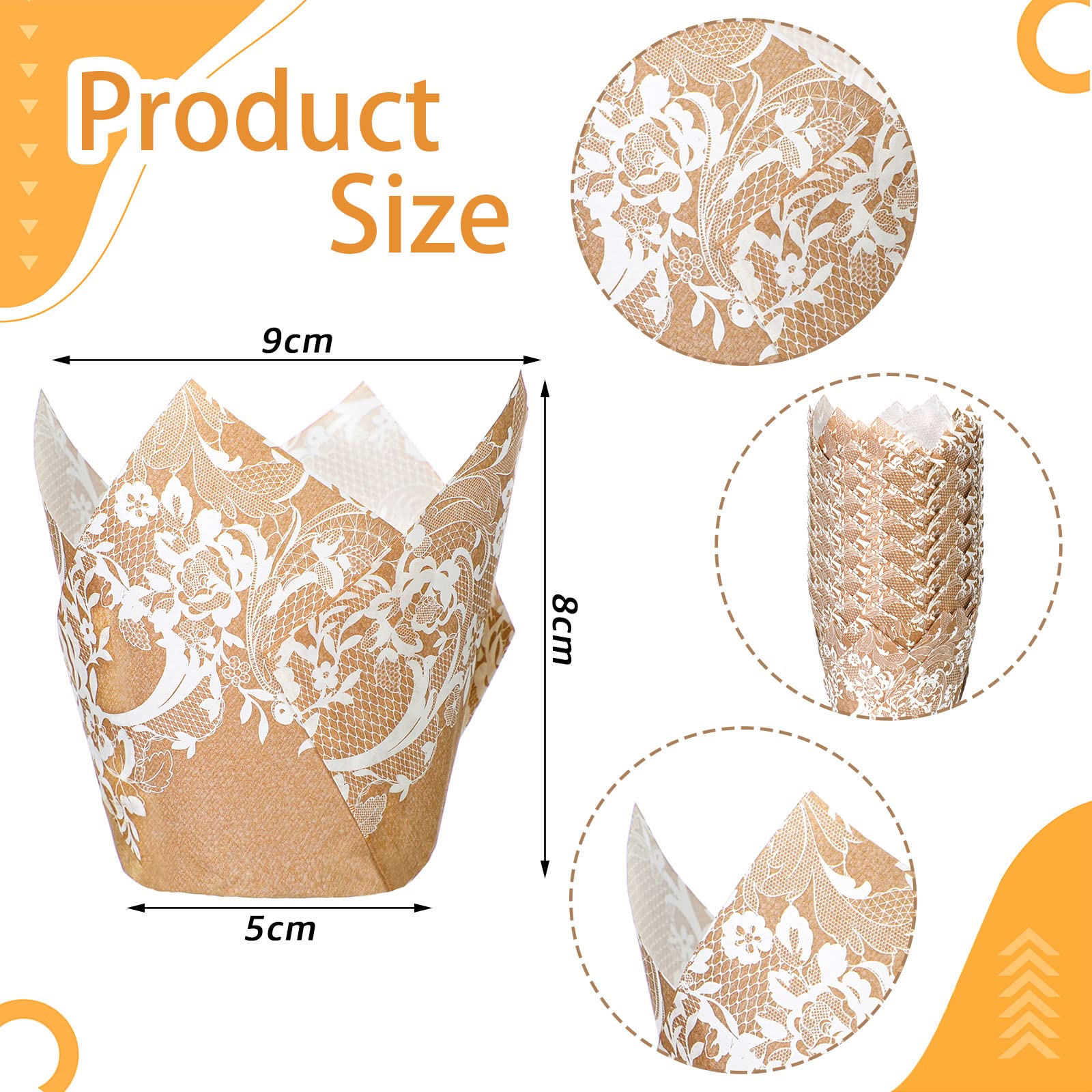 200 Pcs Wedding Tulip Cupcake Liners Bridal Shower Muffin Liners Baking Cups Greaseproof Paper Cupcake Wrappers Cups For Party W