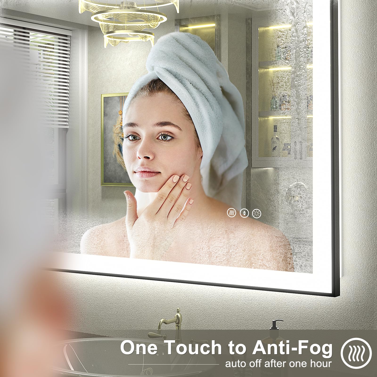 Charmor 48X40 Led Mirror For Bathroom, Large Framed Lighted Vanity Mirror For Wall, Backlit And Front Lighted, Anti-Fog, Shatter