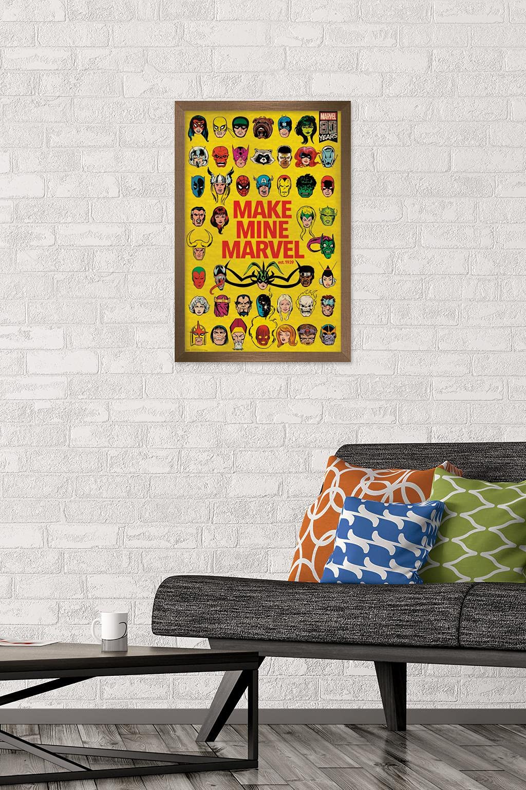 Trends International Marvel Comics - Marvel 80Th Anniversary - Group Wall Poster, 14.725'' X 22.375'', Bronze Framed Version