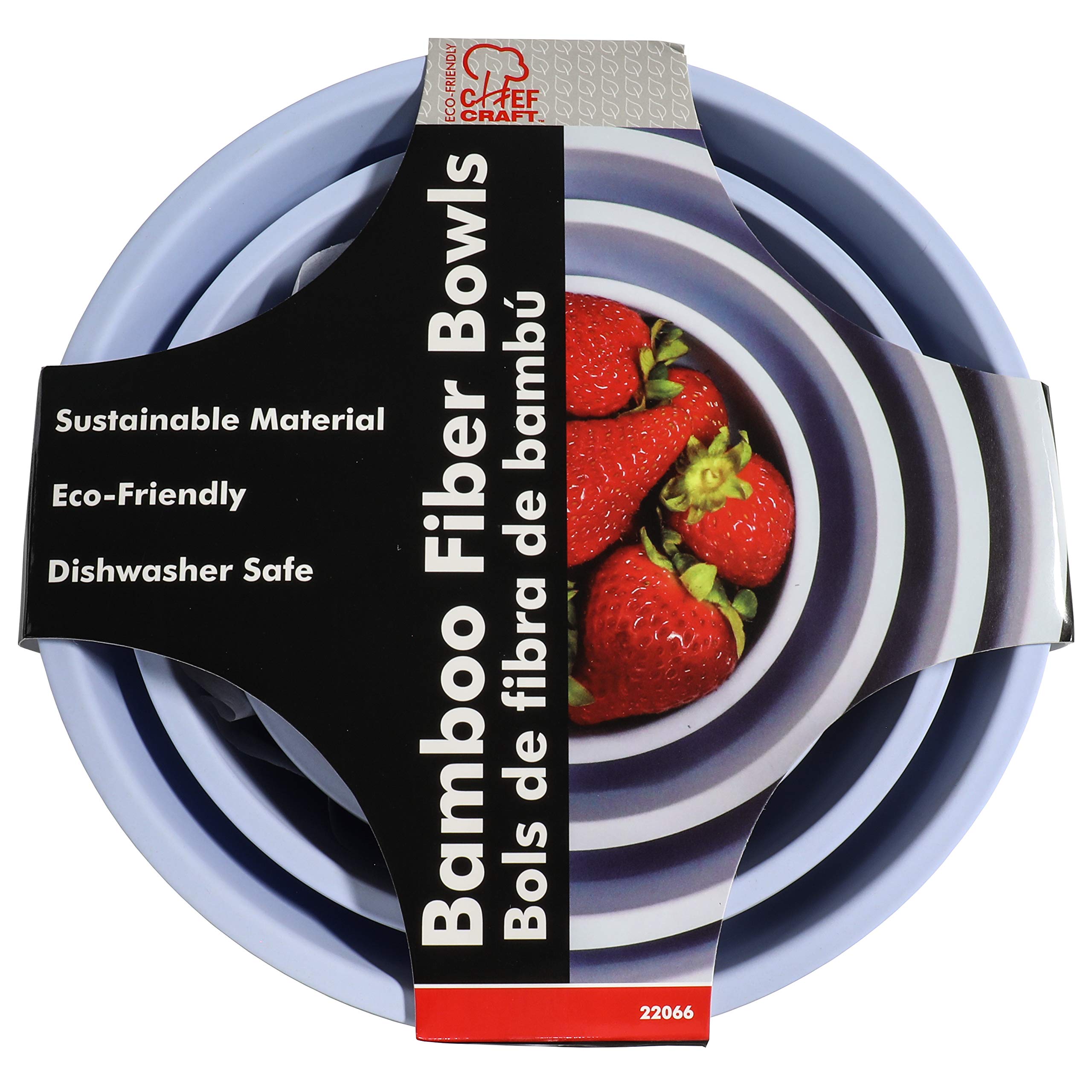 Chef Craft Eco Bamboo Fiber Mixing Bowl Set, 4 Piece Set, Blue
