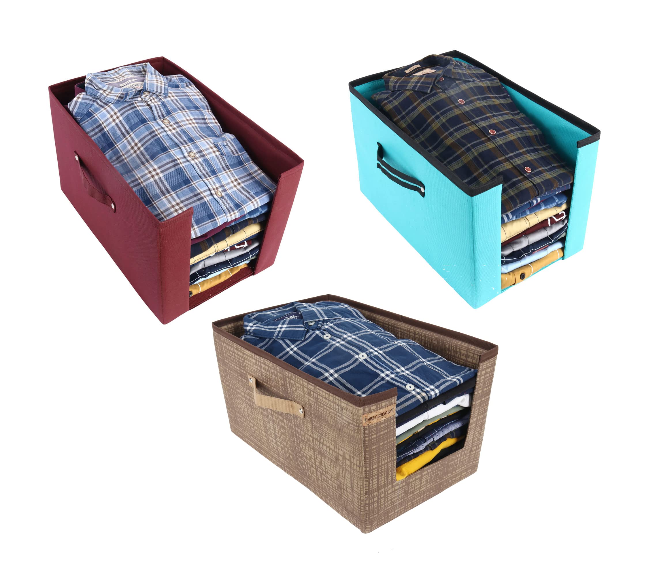 Shrey Creation Non Woven Shirt Stacker/Cloth Storage Foldable Wardrobe/Closet Organizer With Handle For TShirts, Shirts & Cloth