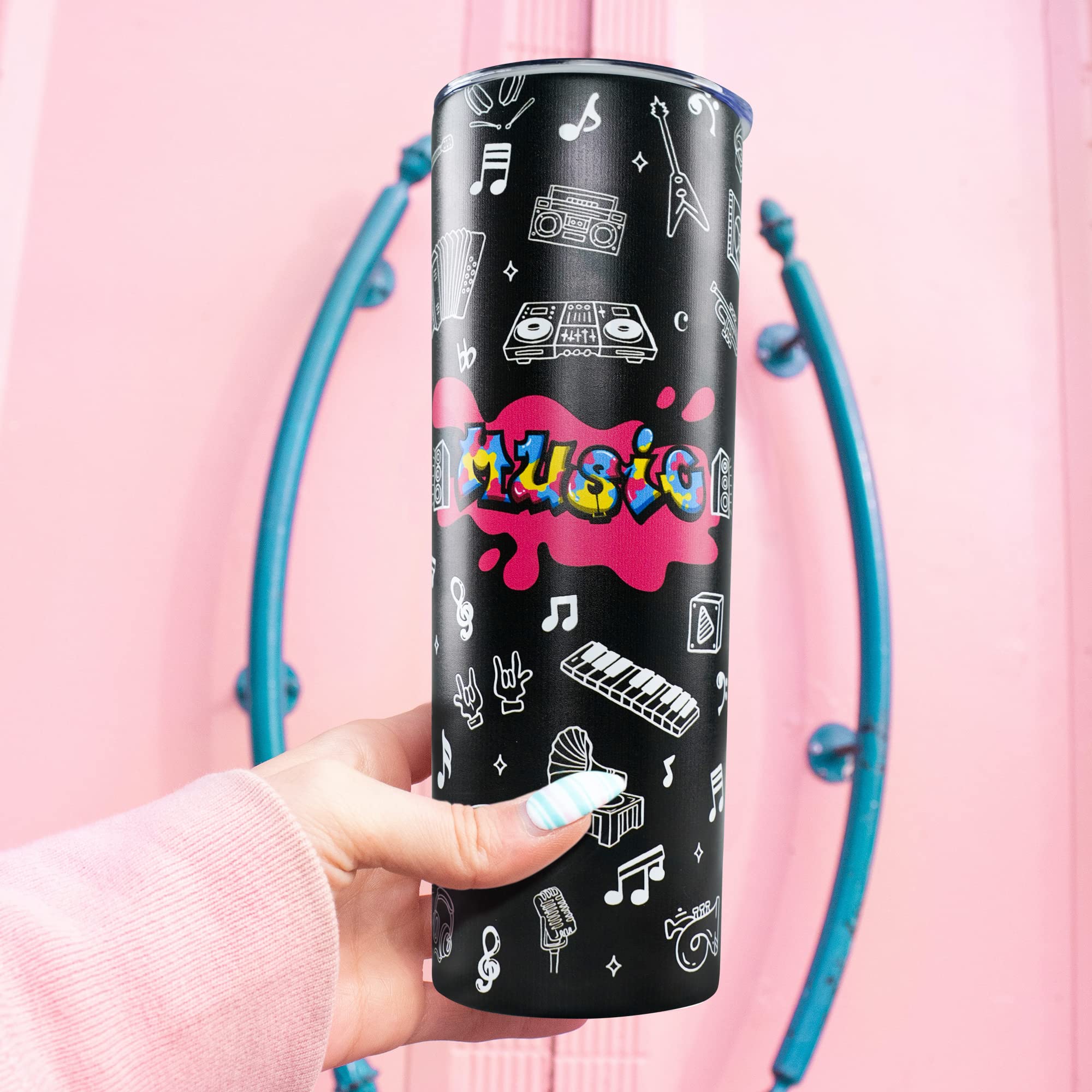 Music Note Tumbler-Music Gifts For Women-Music Themed Gifts For Musicians,Music Gifts For Music Lovers,Music Teacher Gifts Women