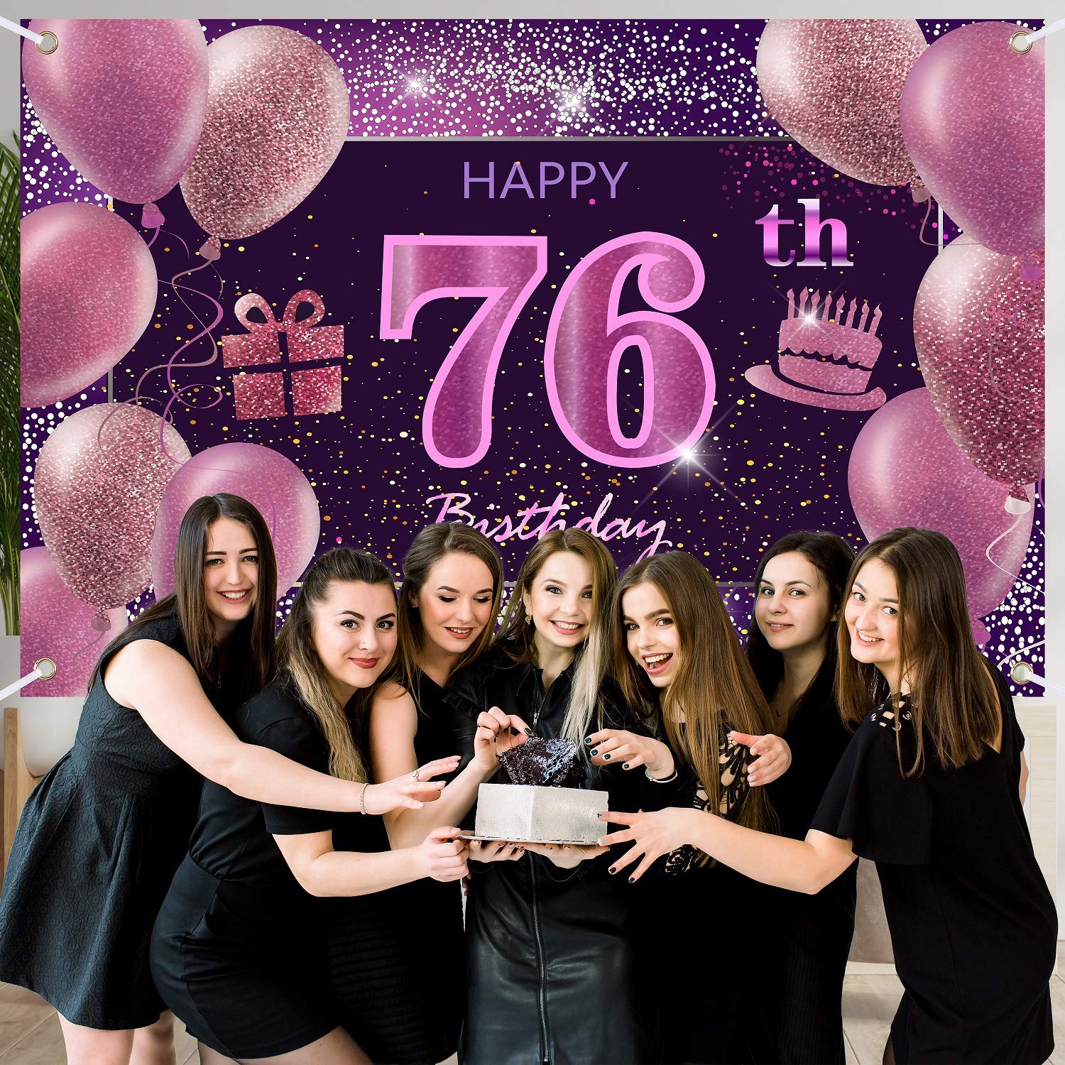 76Th Birthday Decorations For Girls Imisi Happy Birthday Banner Pink Decorations For A Party Birthday Backdrop For Women