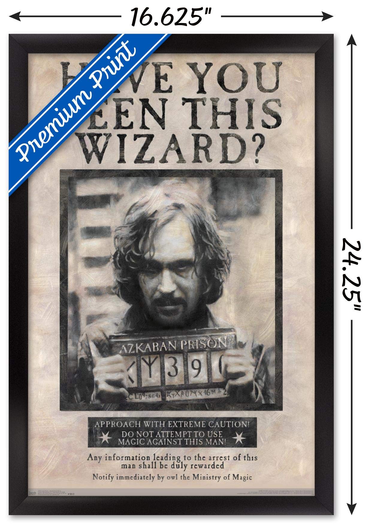 Trends International The Wizarding World: Harry Potter - Sirius Black Wanted Poster Wall Poster, 14.725'' X 22.375'', Black Fram