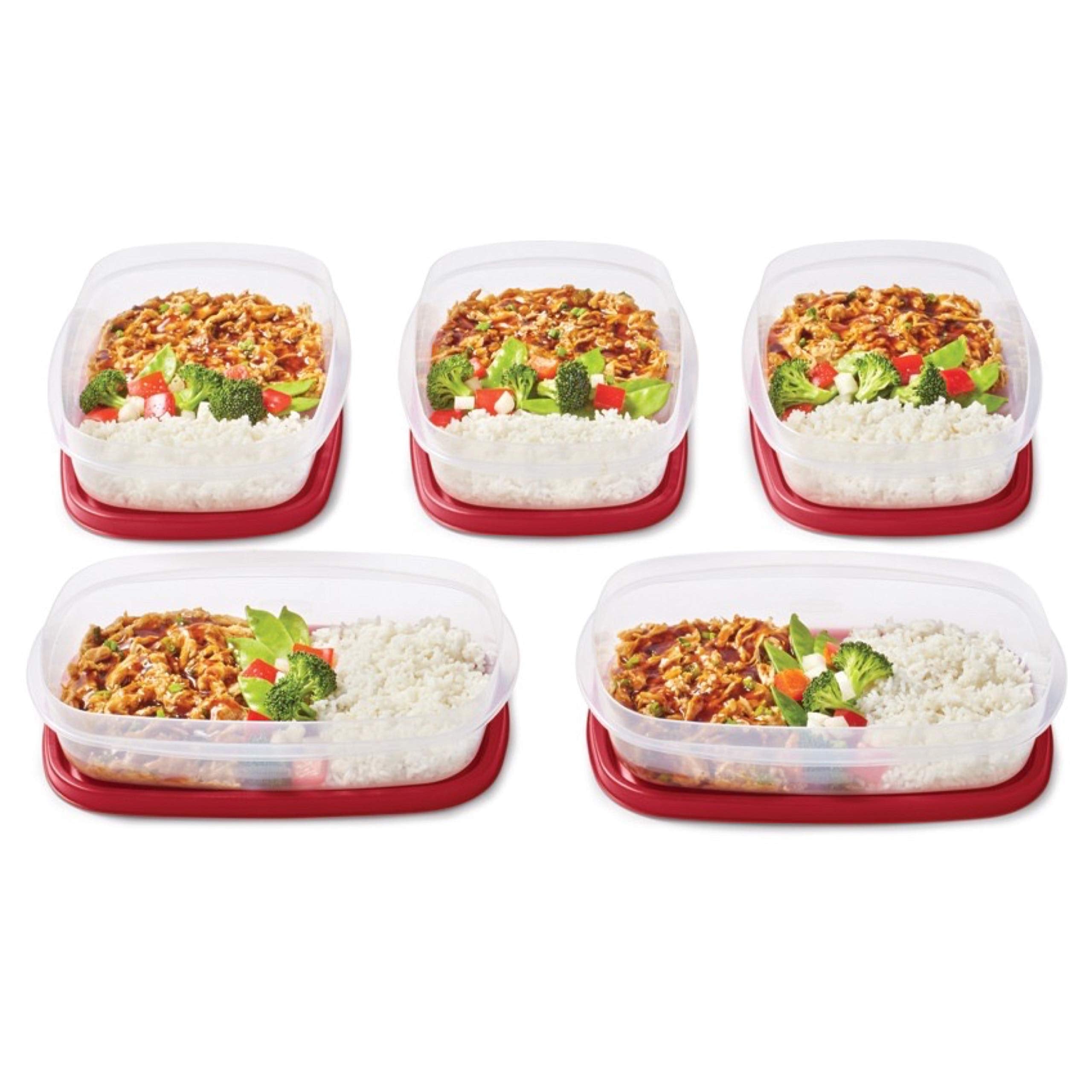 Rubbermaid Easyfindlids Meal Prep Containers, 5.5 Cup, Red