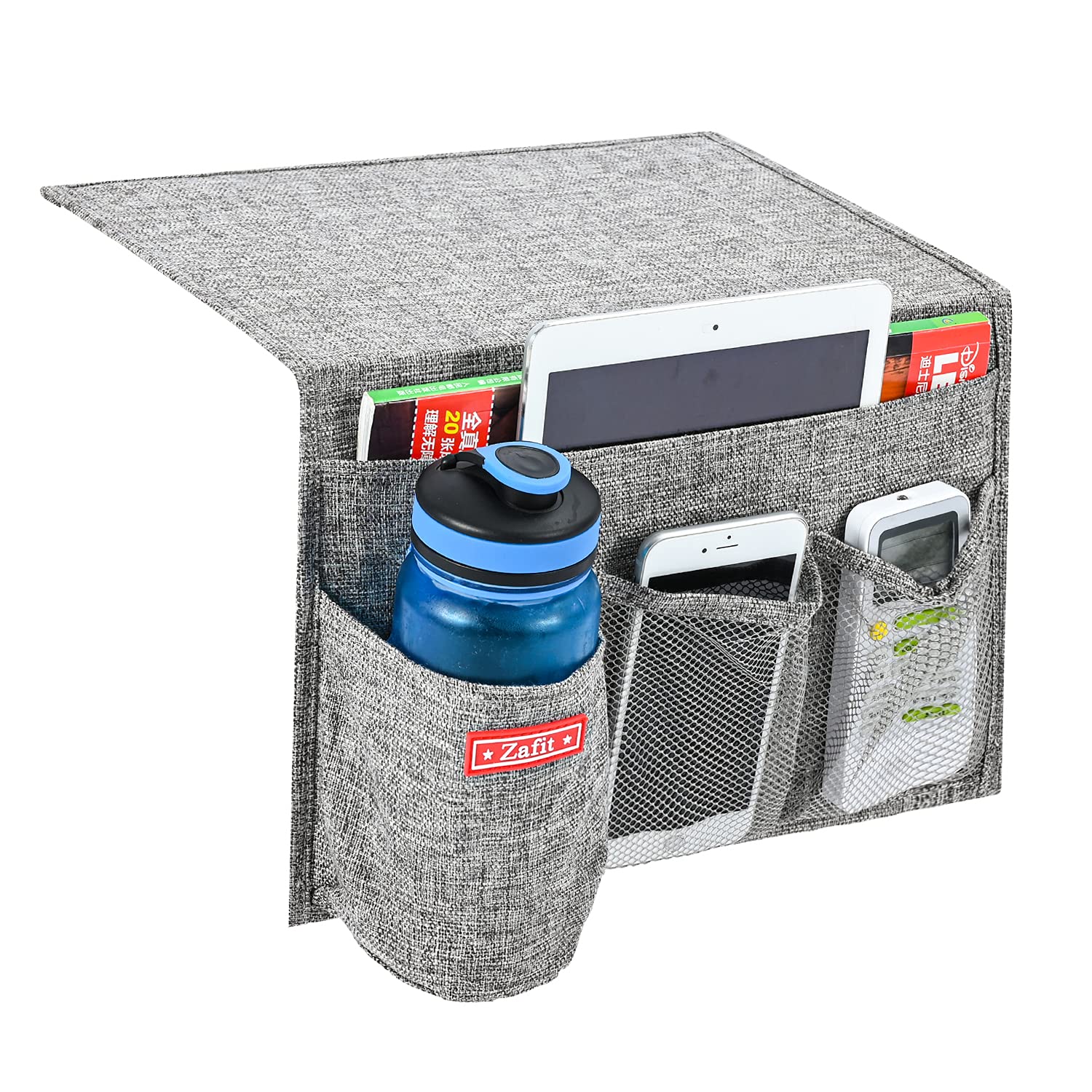 Zafit Linen 4 Pockets Bedside Caddy Bedside Storage Organizer With Wa zafit-linen-4-pockets-bedside-caddy-bedside-storage-organizer-with-wa