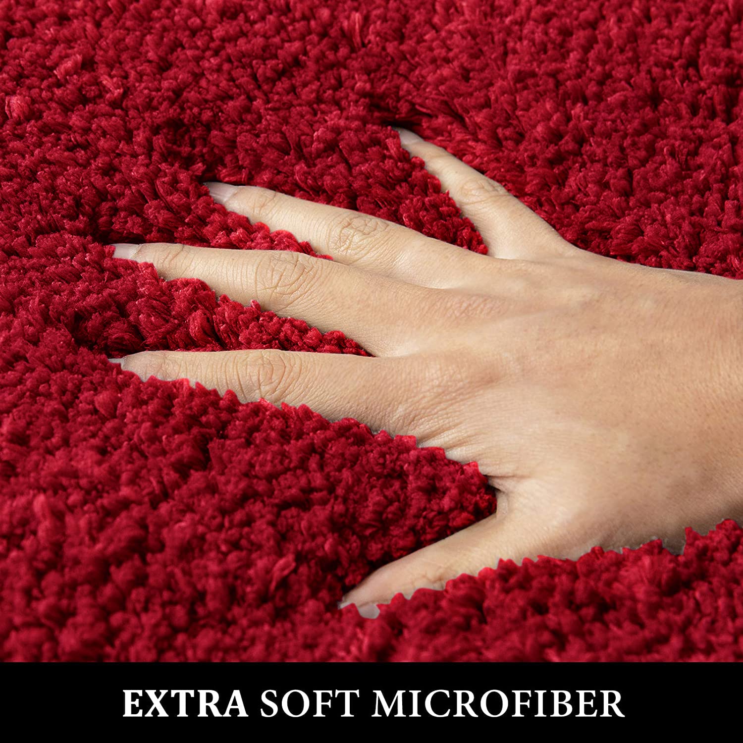 Miulee Christmas Red Bathroom Rugs Sets 2 Piece With Non-Slip Rubber Backing - Thick Absorbent Bath Mat And U-Shaped Toilet Rug,