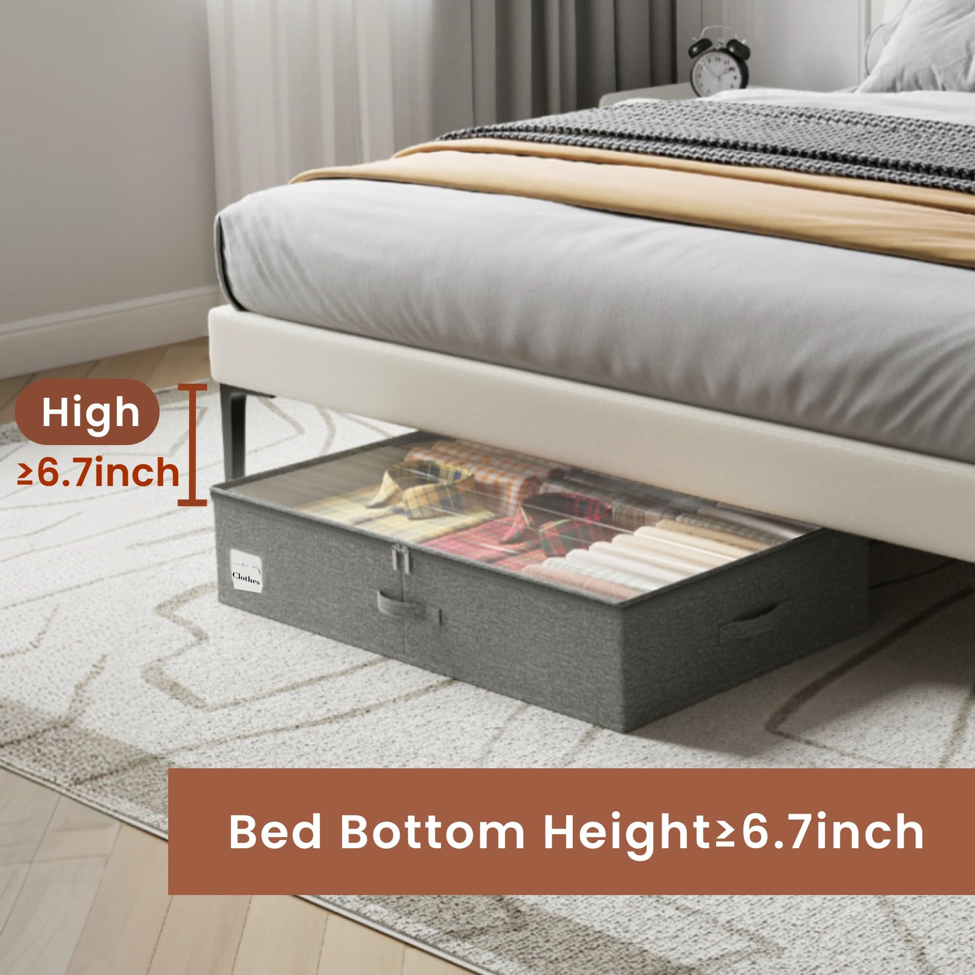 KitHero Under Bed Storage Containers, 70L Large Capacity, Set of 2 Closet Organizers and Storage with Sturdy Frames, Underbed St