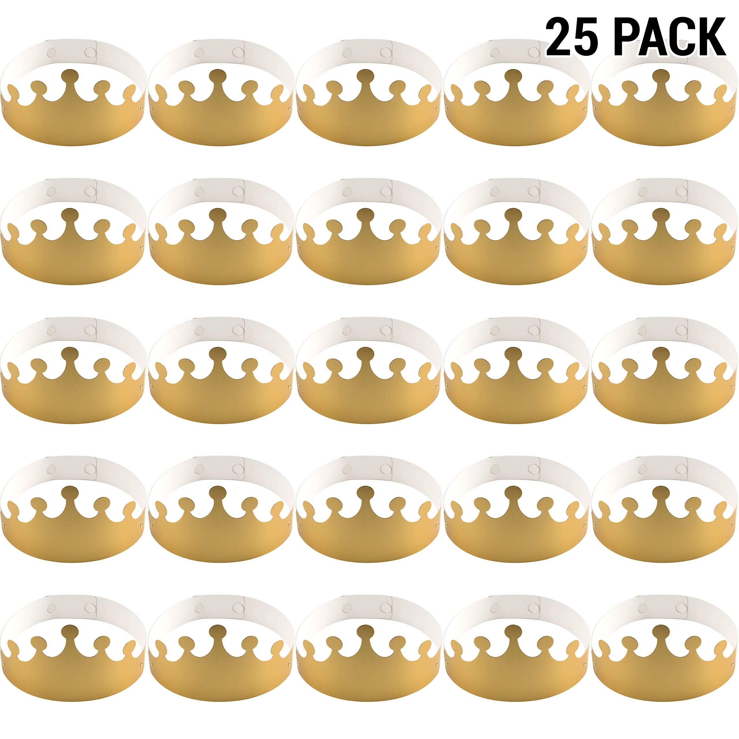 Ifamio 25 Pieces Golden King Crowns Gold Foil Paper Party Crown Hat Cap Foldable Party Crowns For Birthday Celebration Baby Show