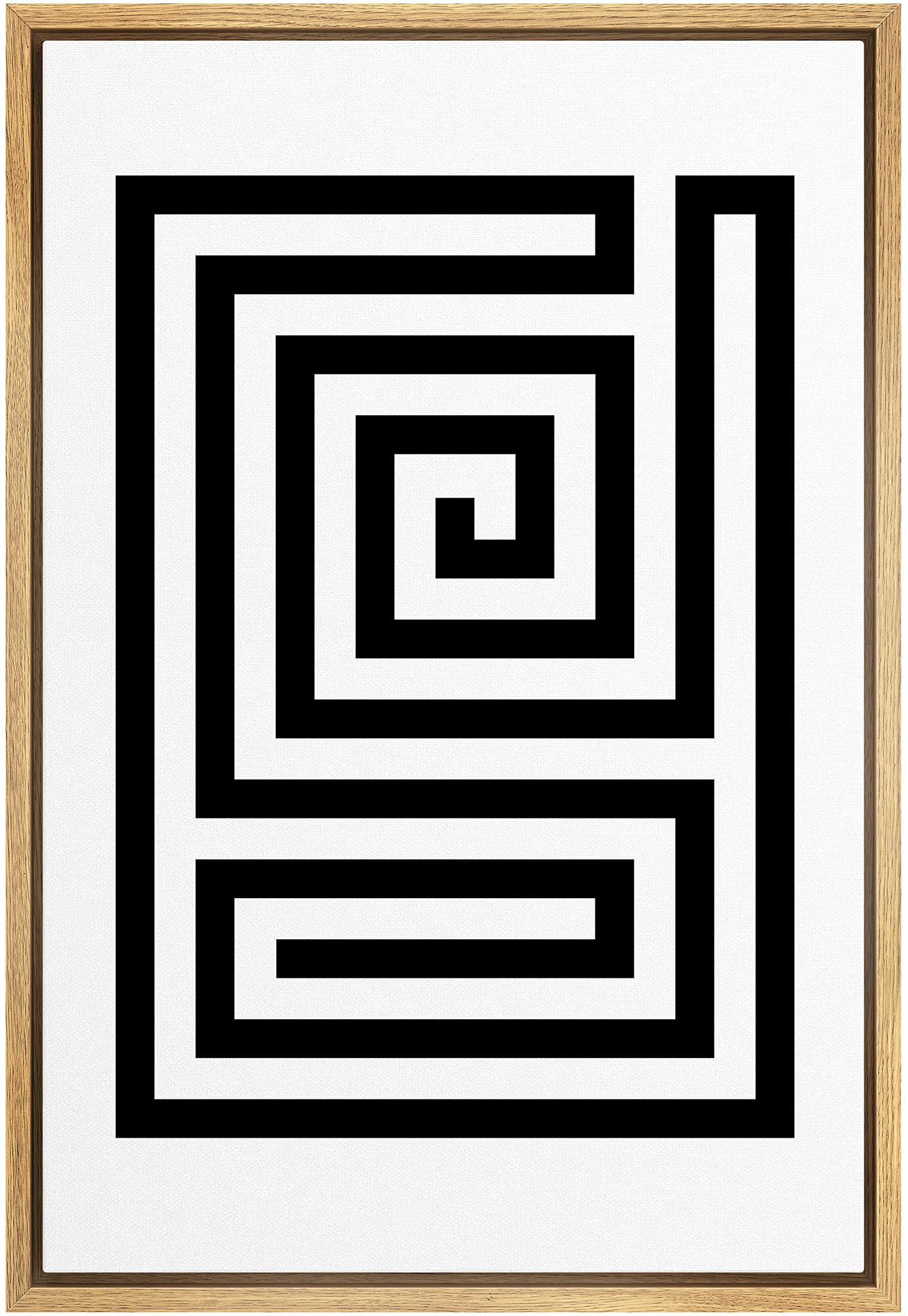 Ashbrook Framed Canvas Print Wall Art Black And White Geometric Line Maze Square Abstract Shapes Illustrations Modern Bohemian C