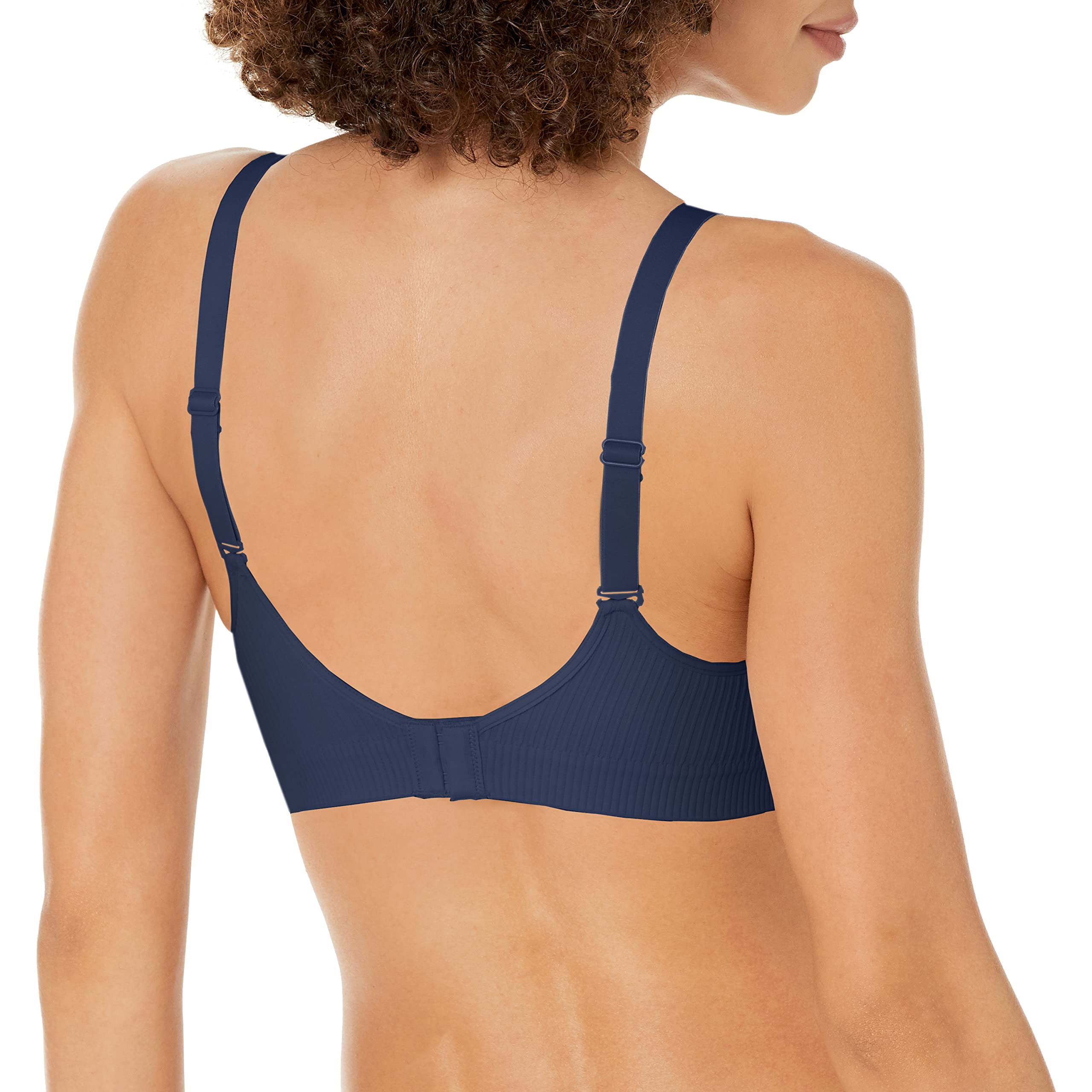 Hanes Womens Perfect Coverage Wireless Bra With Foam, Comfortflex Fit, Smart Sizes S-3Xl, In The Navy Rib, Large