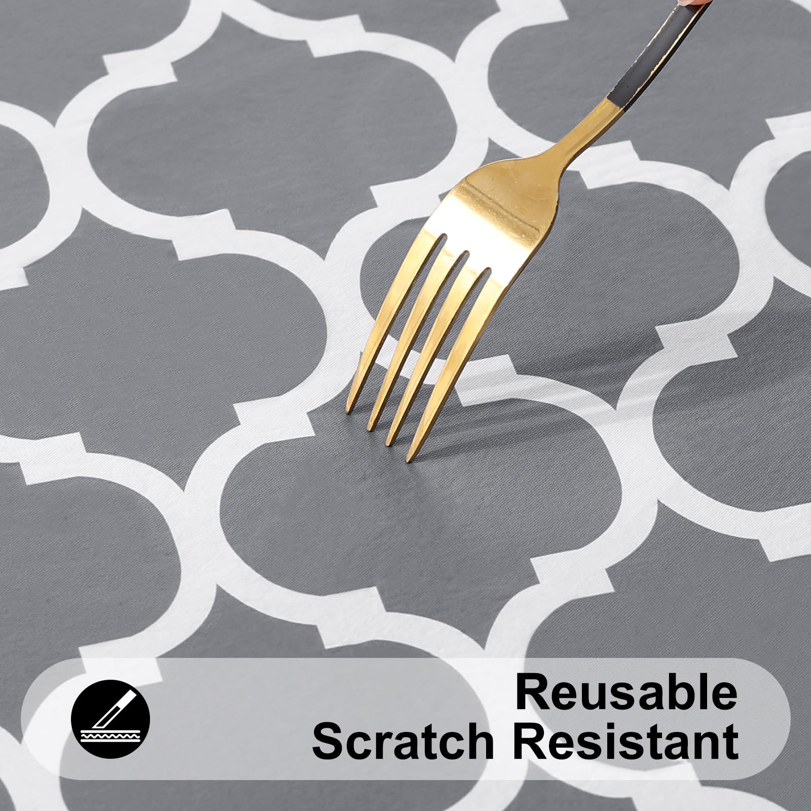 Smiry Round Plastic Table Cloth, Waterproof Vinyl Tablecloth With Flannel Backing For Round Tables, Wipeable & Spillproof For Di