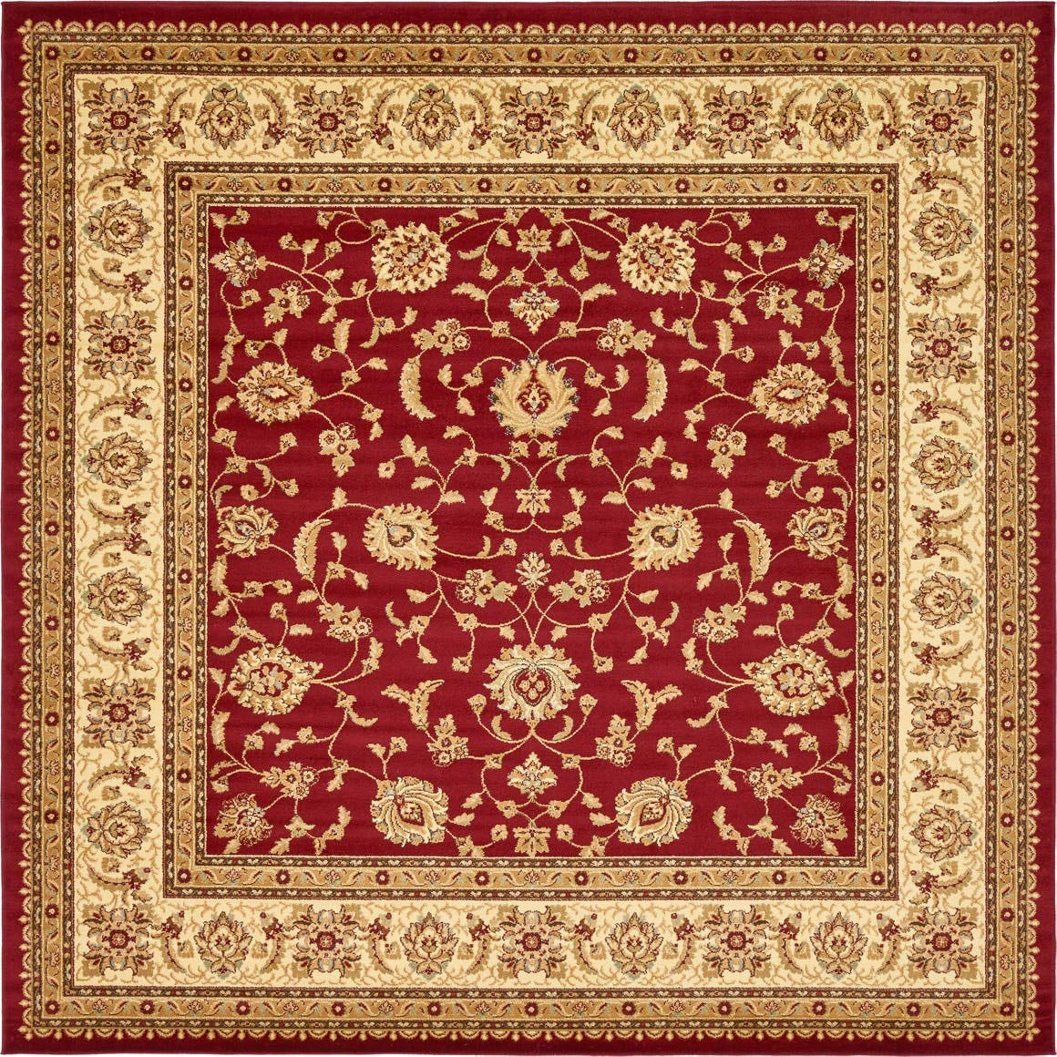 Unique Loom Voyage Collection Traditional Oriental Classic Intricate Design Area Rug (10 0 x 10 0 Square, Red/Gold)
