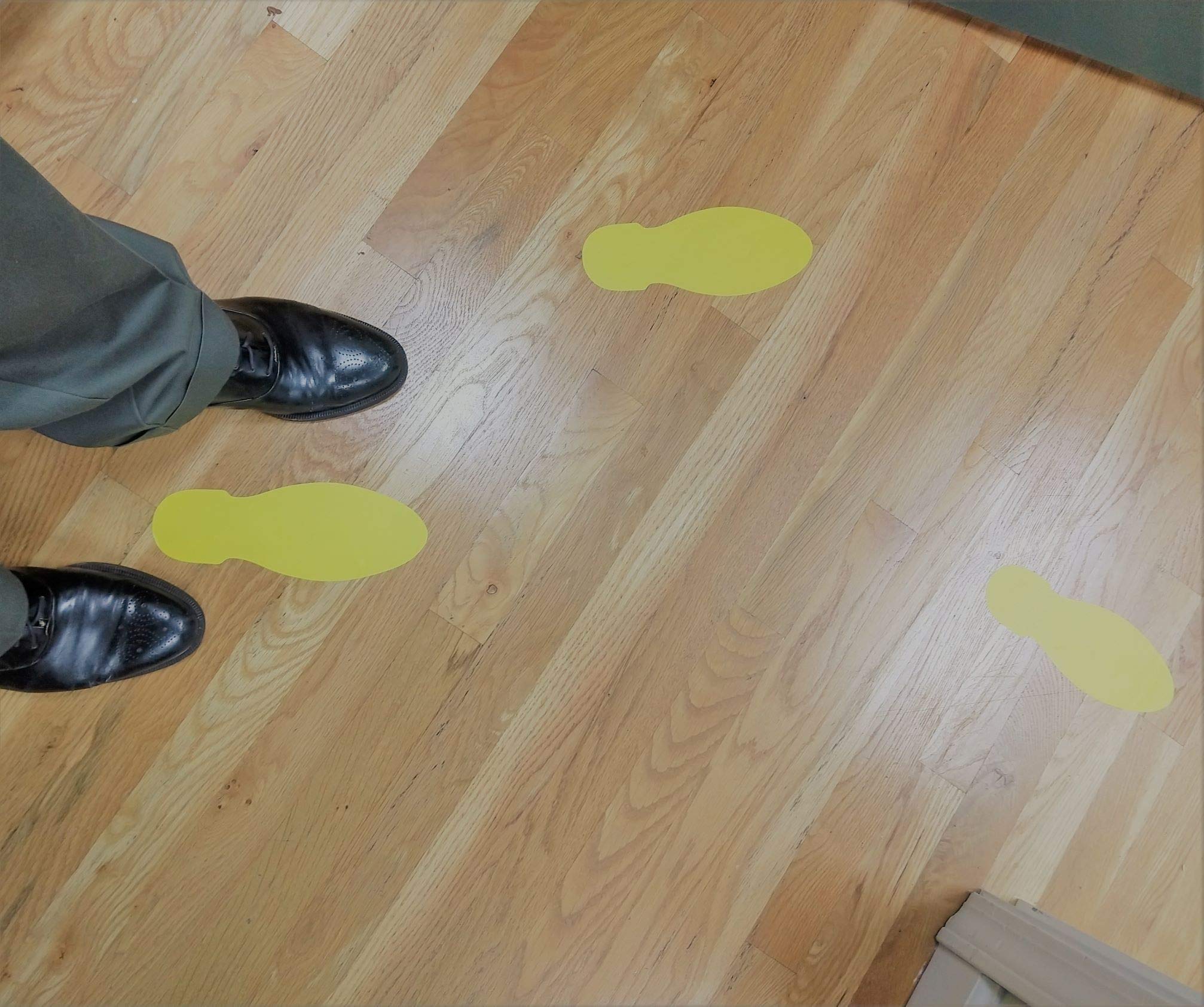 LiteMark 9 Inch Bright Red Unifoot Footprint Stickers Safe for Floors and Walls - 6 Pairs - Straight Feet Design