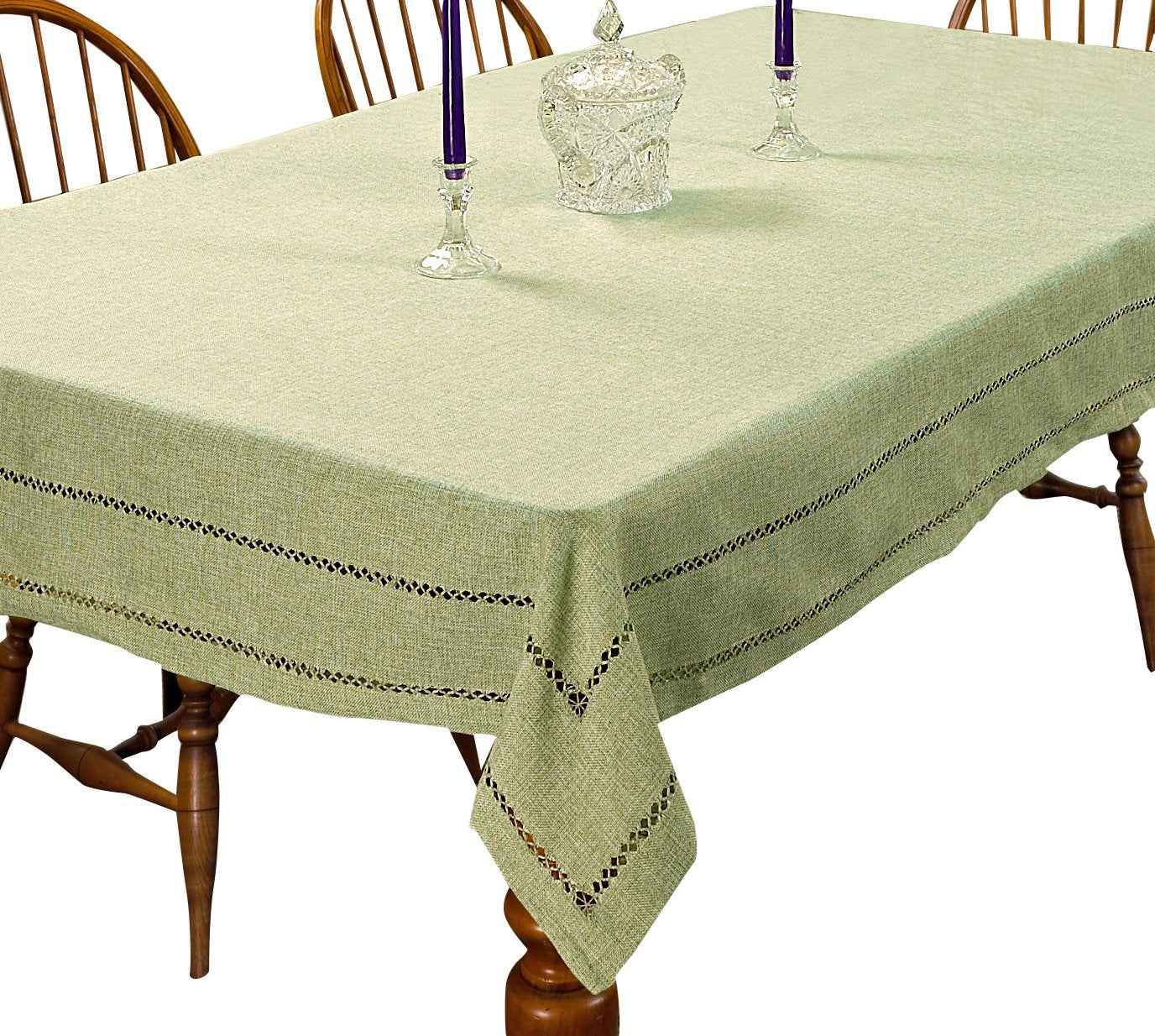 Hem Stitch Embroidered Vintage Design Tablecloth Mint 60 by 84 Oblong/Rectangle