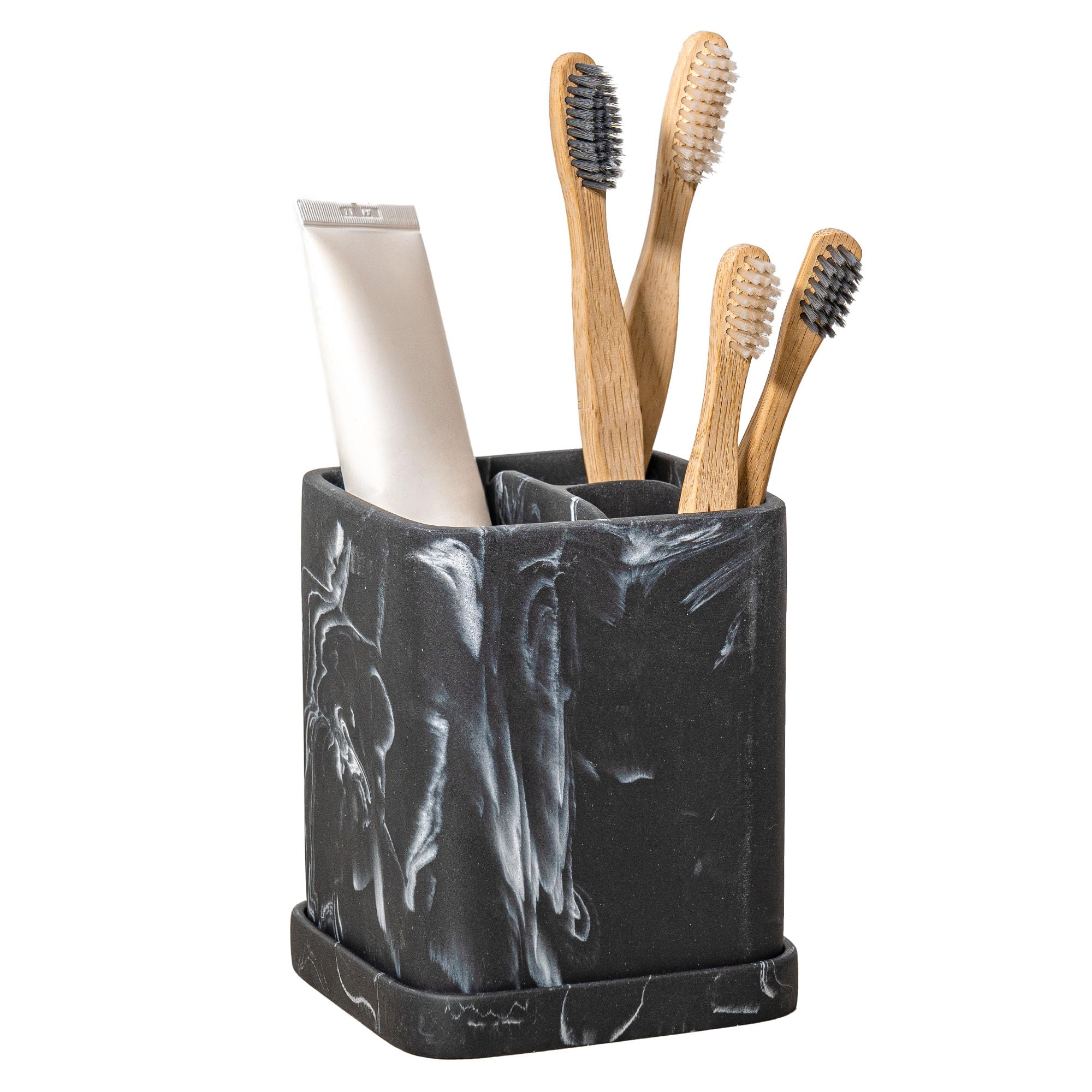 zccz Toothbrush Holder, Countertop Marble Look Electric Toothbrush Toothpaste Makeup Brush and Razor Holder Stand Bathroom Organ
