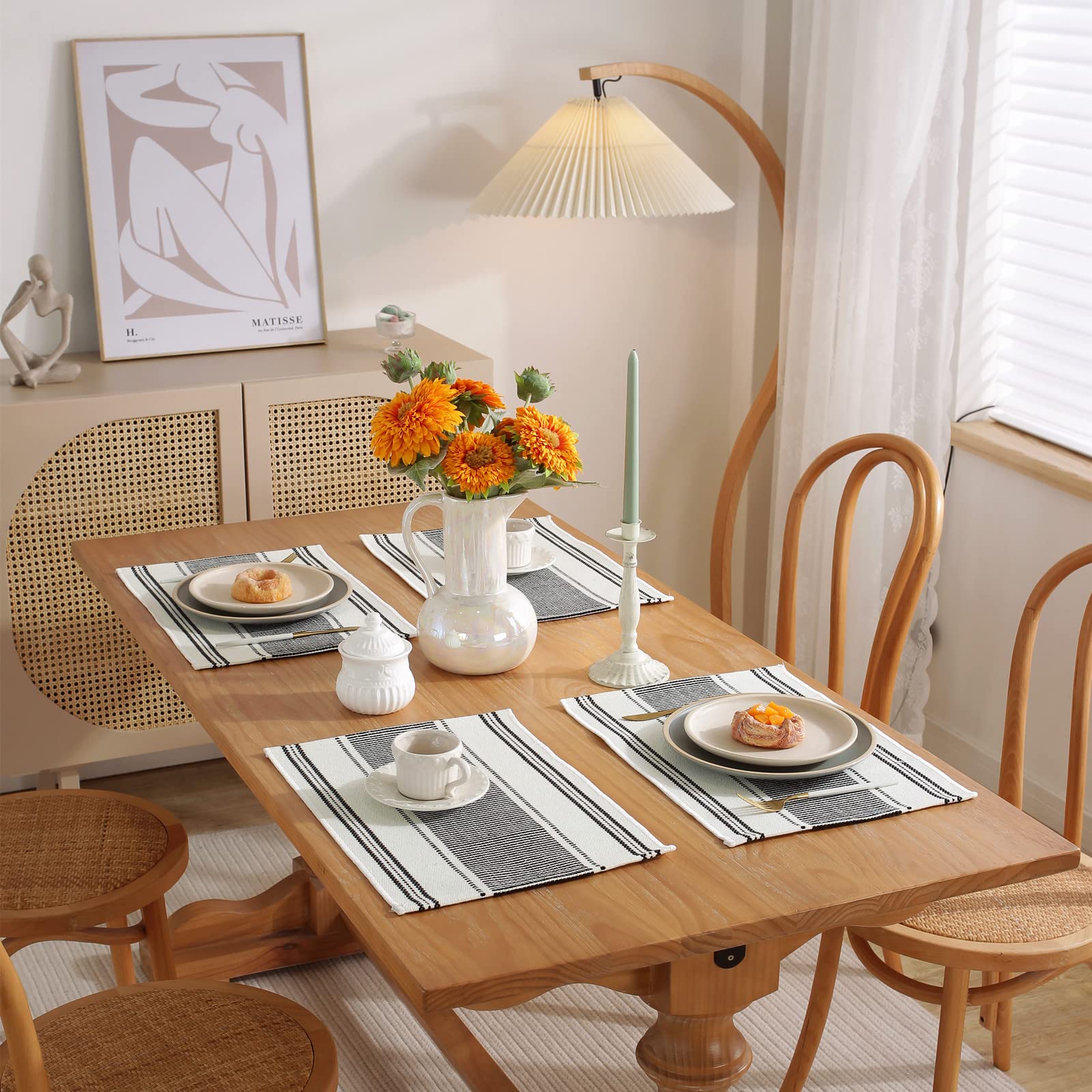 Placemats Set Of 6 For Dining Table D  Cor, Woven Cloth Place Mats For Farmhouse Kitchen Tabletop, Handcrafted Machine Washable