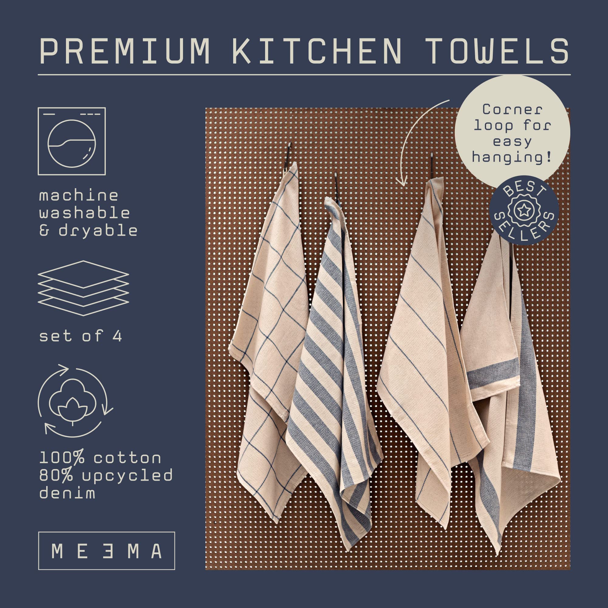 Meema Kitchen Towels Set - 15 X 29 Inch Super Absorbent Dish Towels For Kitchen Drying, Set Of 6 Best Kitchen Towels, Ecofriendl