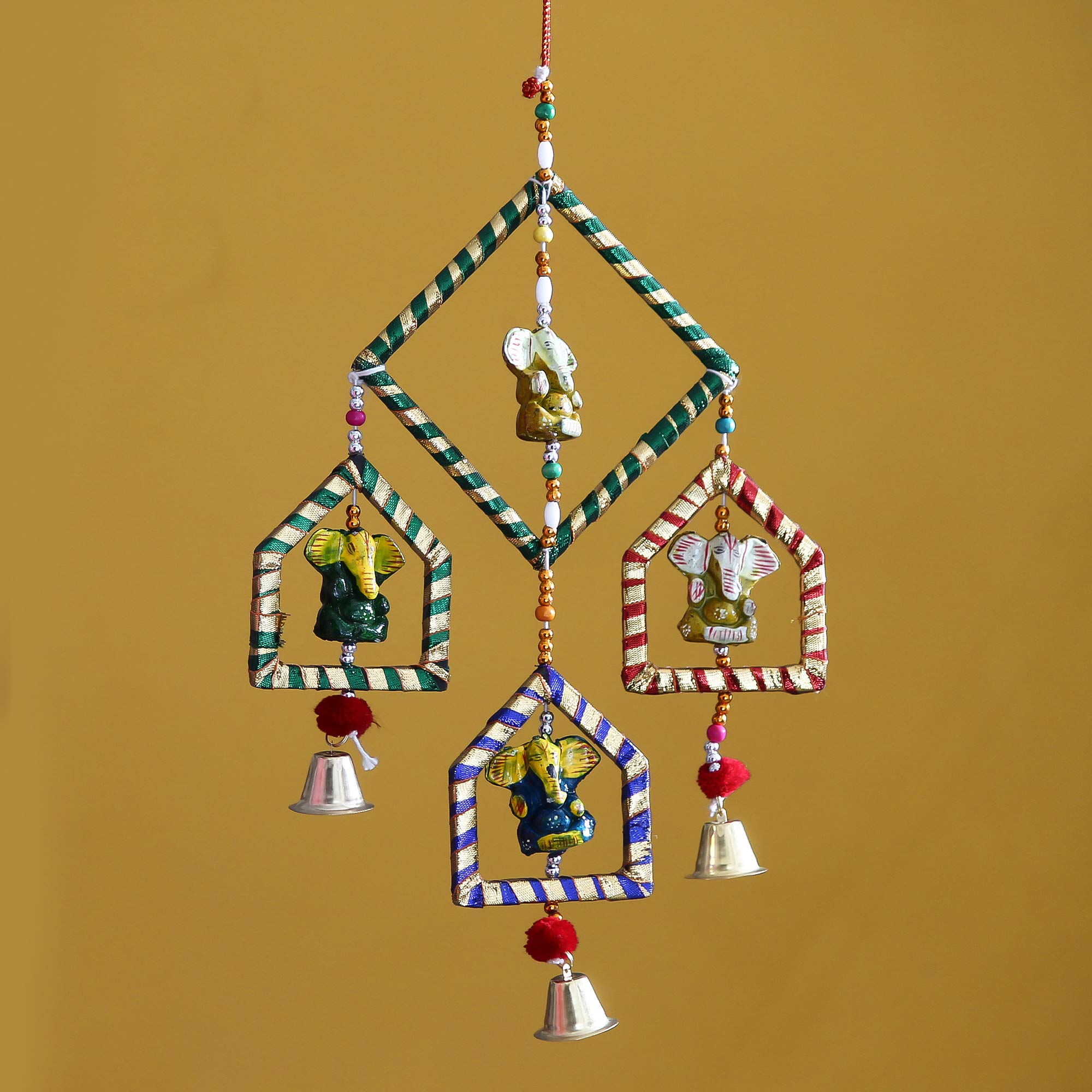 eCraftIndia Handcrafted Decorative Lord Ganesha Wall/Door/Window Hanging Bell