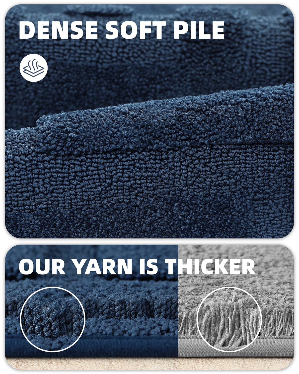 Color G Navy Blue Bathroom Rugs - Refresh Your Bathroom with Absorbent Dark Blue Microfiber Bath Mat - Non Slip  Soft  Washable  Quick Dry  20?32?Bath Rug Bathroom Carpet for Shower