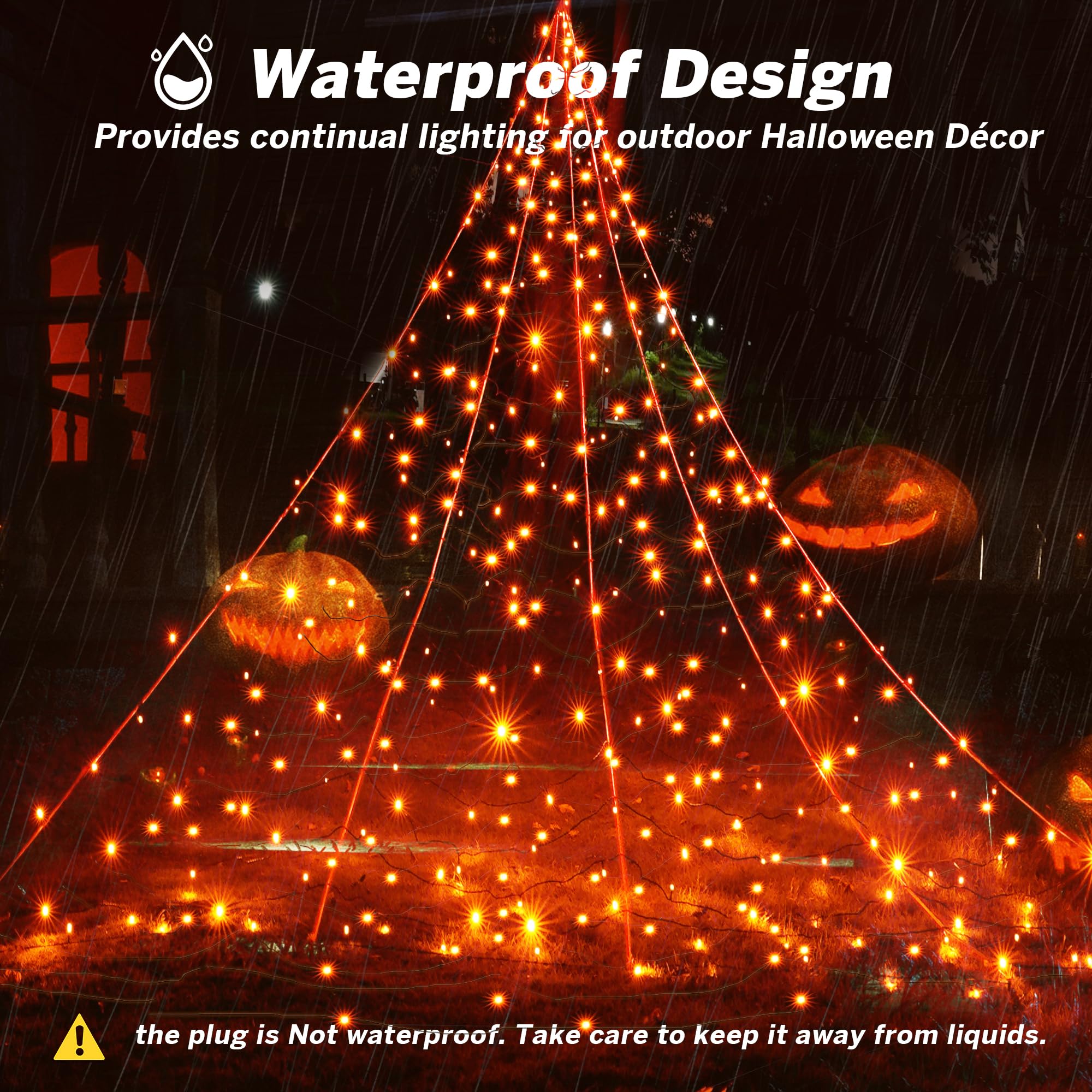 BlcTec Halloween Giant Spider Web Lights, 19.7ft x 14.7ft Lighted Black Spider Web with 250 LED, Sturdy Wire Halloween Web Light