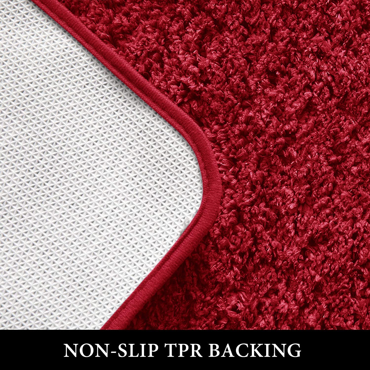 Miulee Christmas Red Bath Rugs For Bathroom - Soft And Absorbent Non-Slip Rug For Shower Bath And Toilet, Machine Washable, 16''
