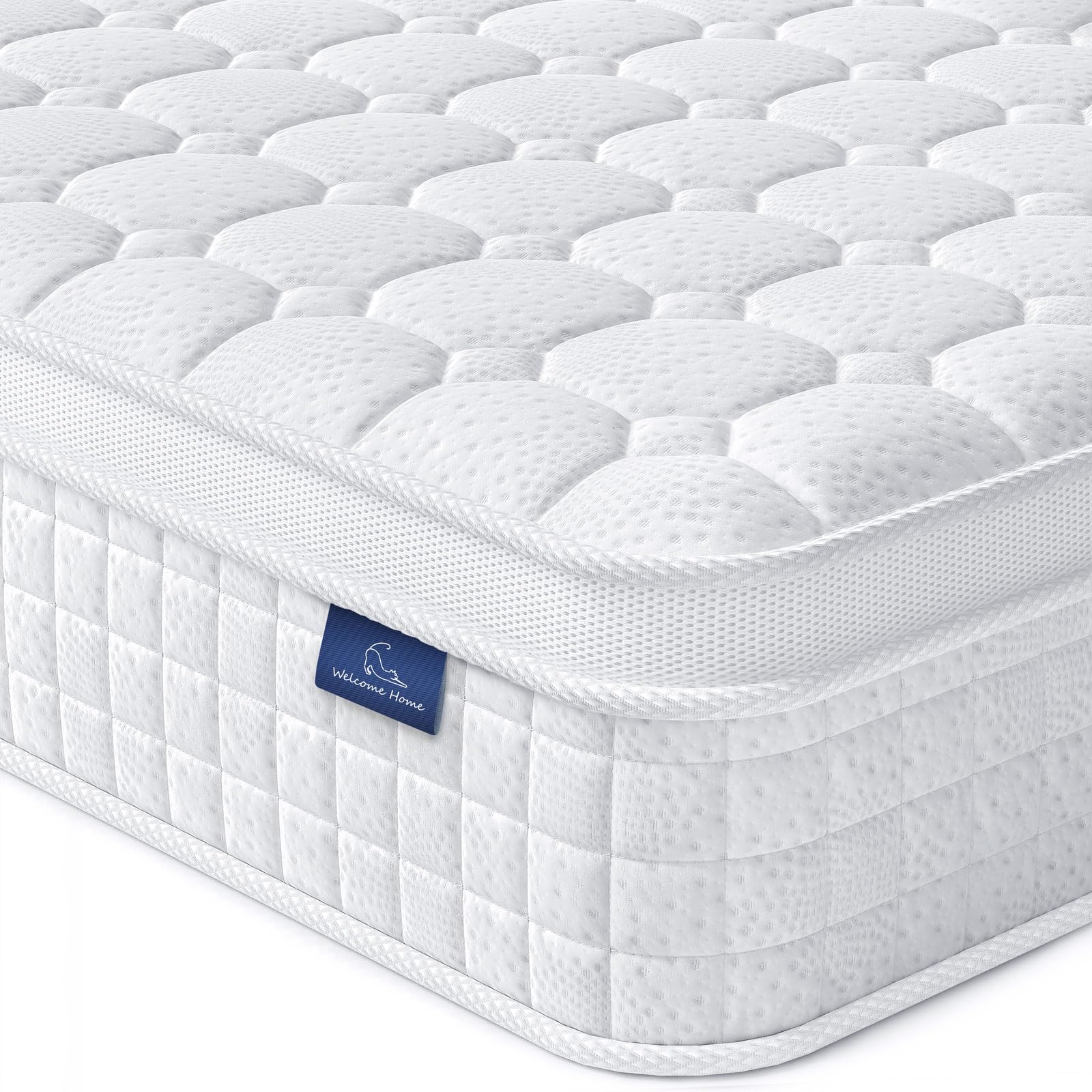 Vesgantti 12 Inch Multilayer Hybrid California King Mattress - Multiple Sizes & Styles Available  Ergonomic Design with Memory Foam and Pocket Spring  Medium Firm Feel  White